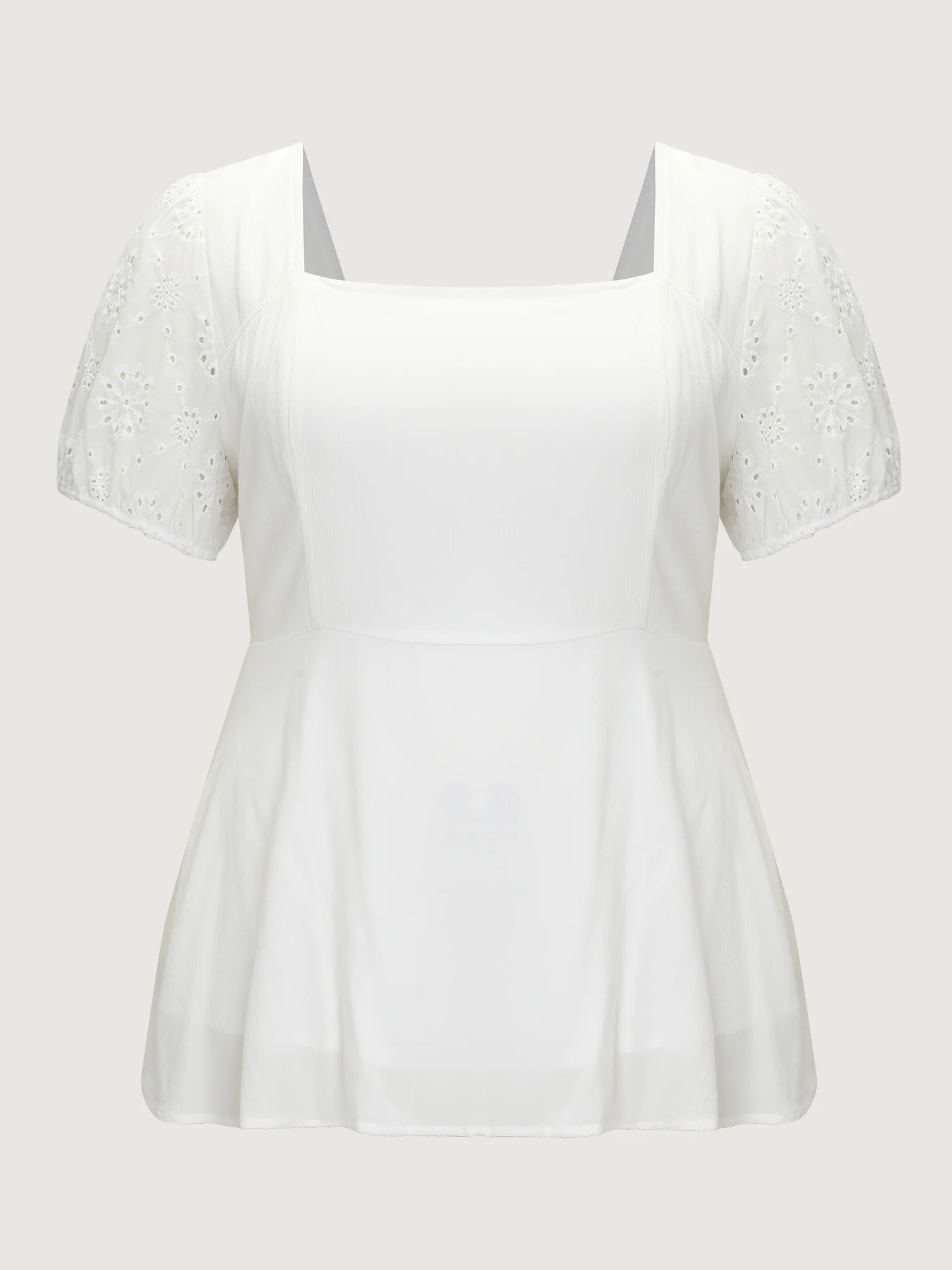 Cotton Floral Eyelet Trim Fit And Flare Blouse - Image 7