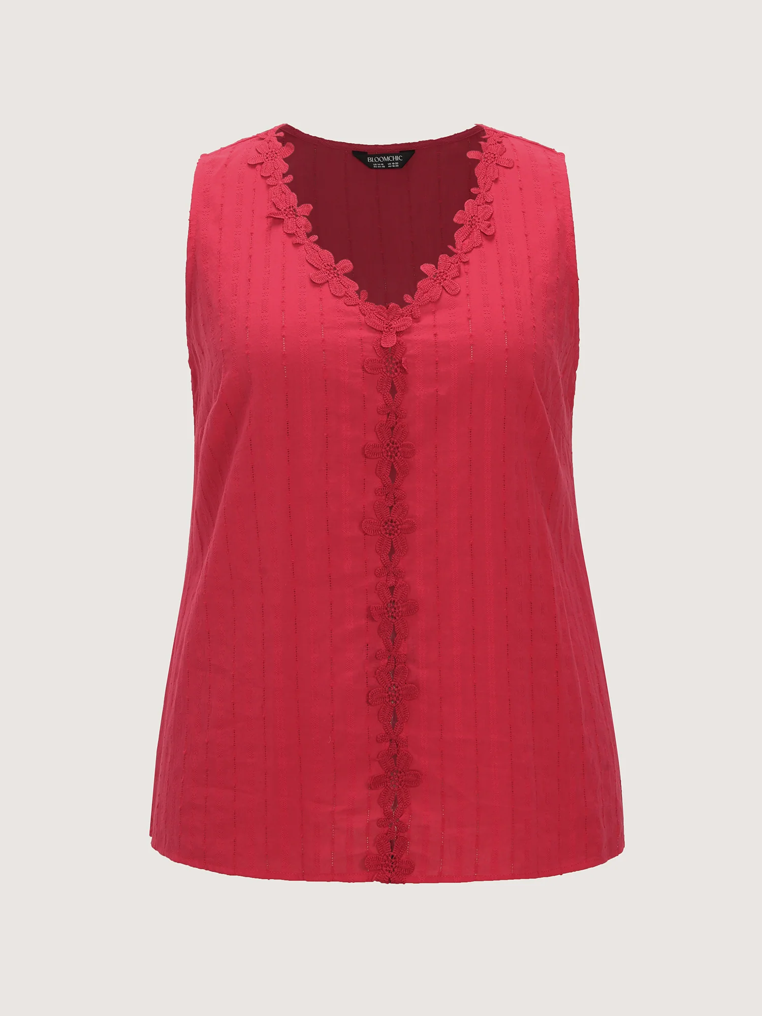 Cotton Floral Lace Detail Textured Tank Top - Image 6