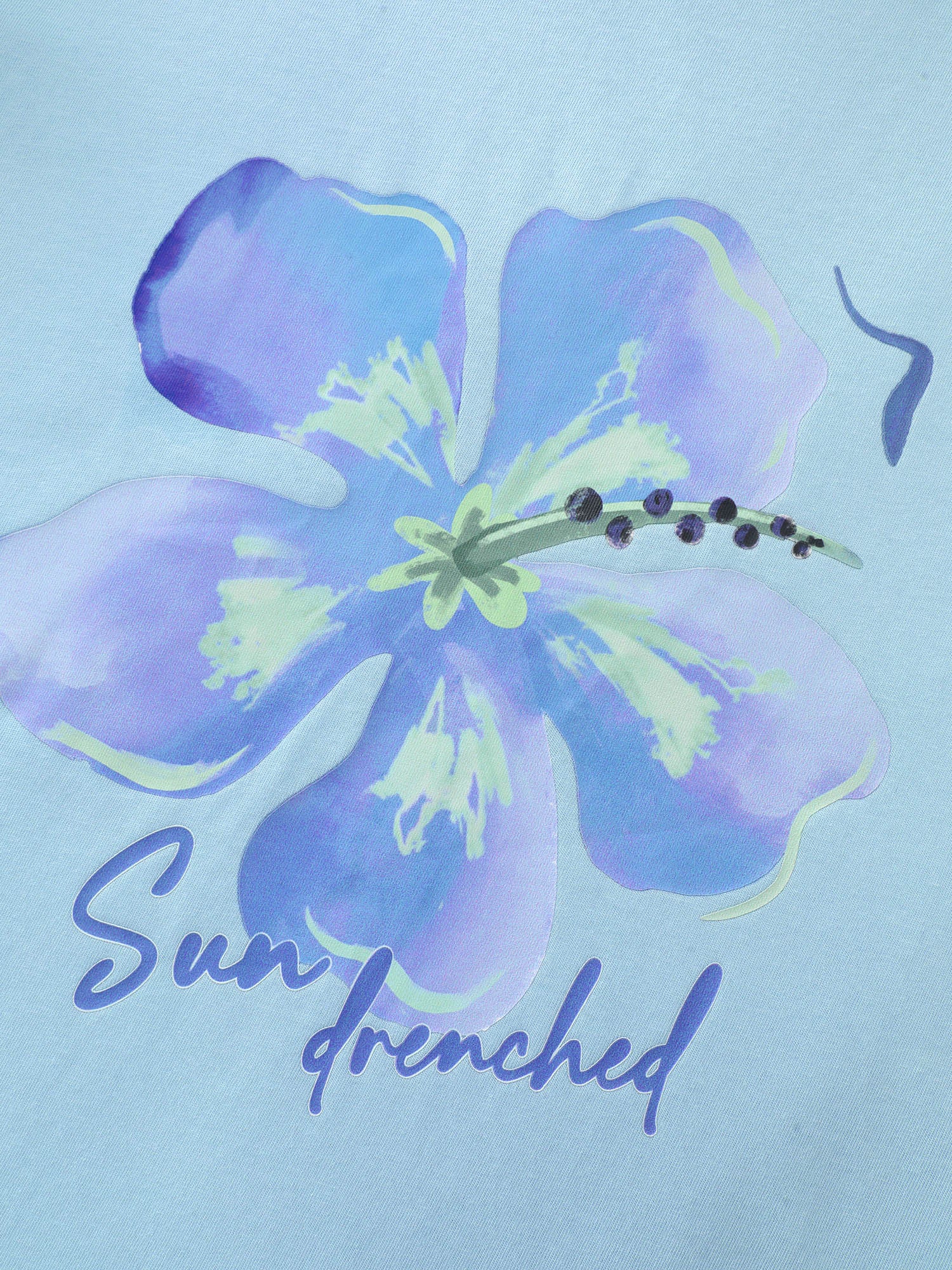 Cotton Floral Motif Drop Shoulder T-Shirt - Image 5