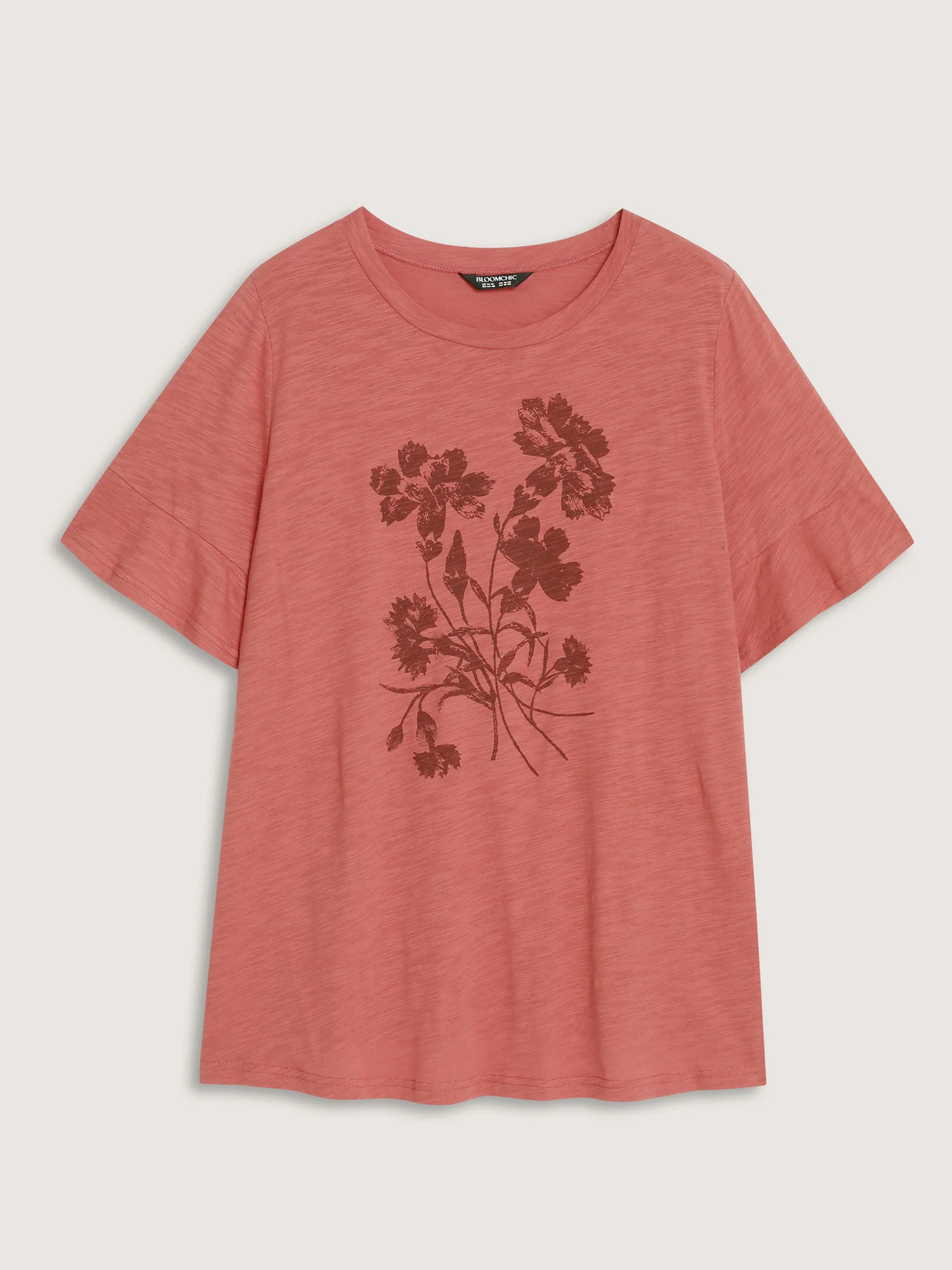Cotton Floral Print Round Neck T-Shirt - Image 8
