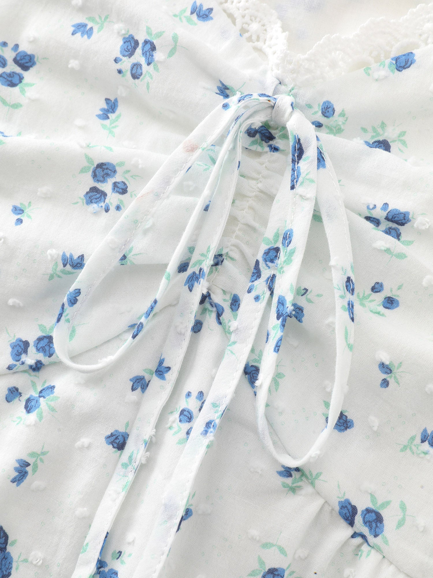 Cotton Floral Print Ruched Drawstring Neckline Tank Top - Image 5
