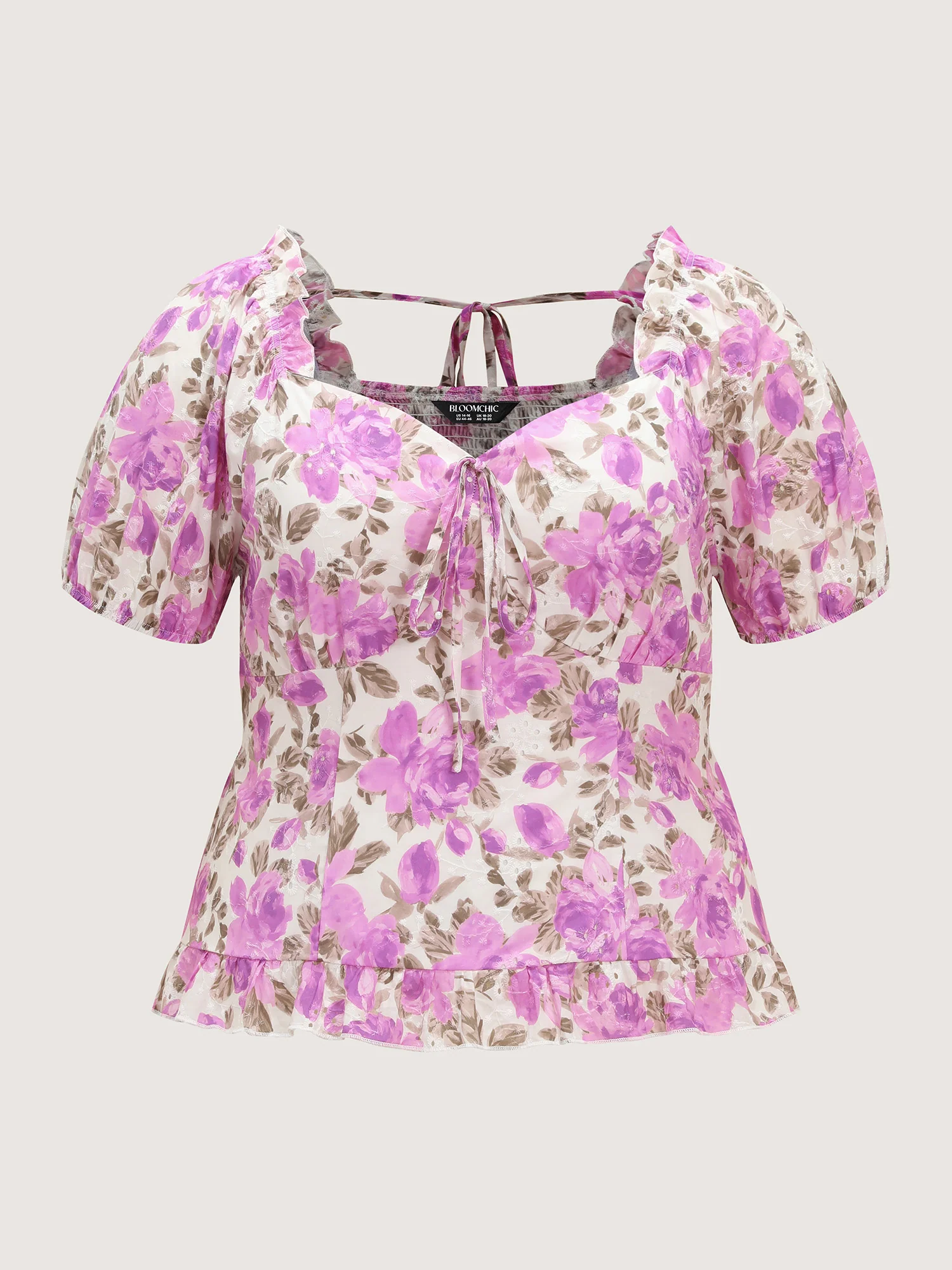 Cotton Floral Print Shirred Adjustable Bust Blouse - Image 8