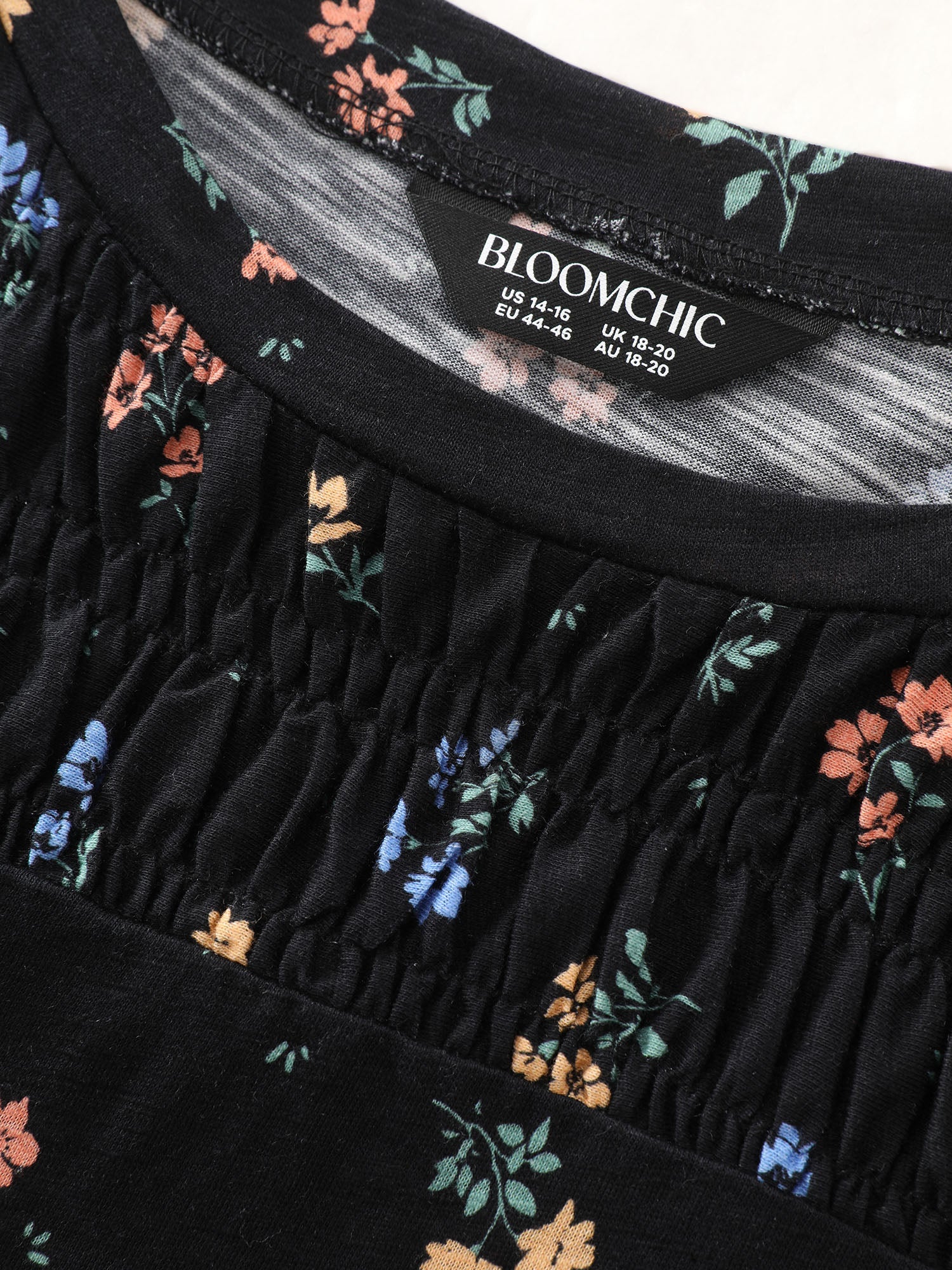 Cotton Floral Print Shirred Half-Sleeve T-Shirt - Image 5