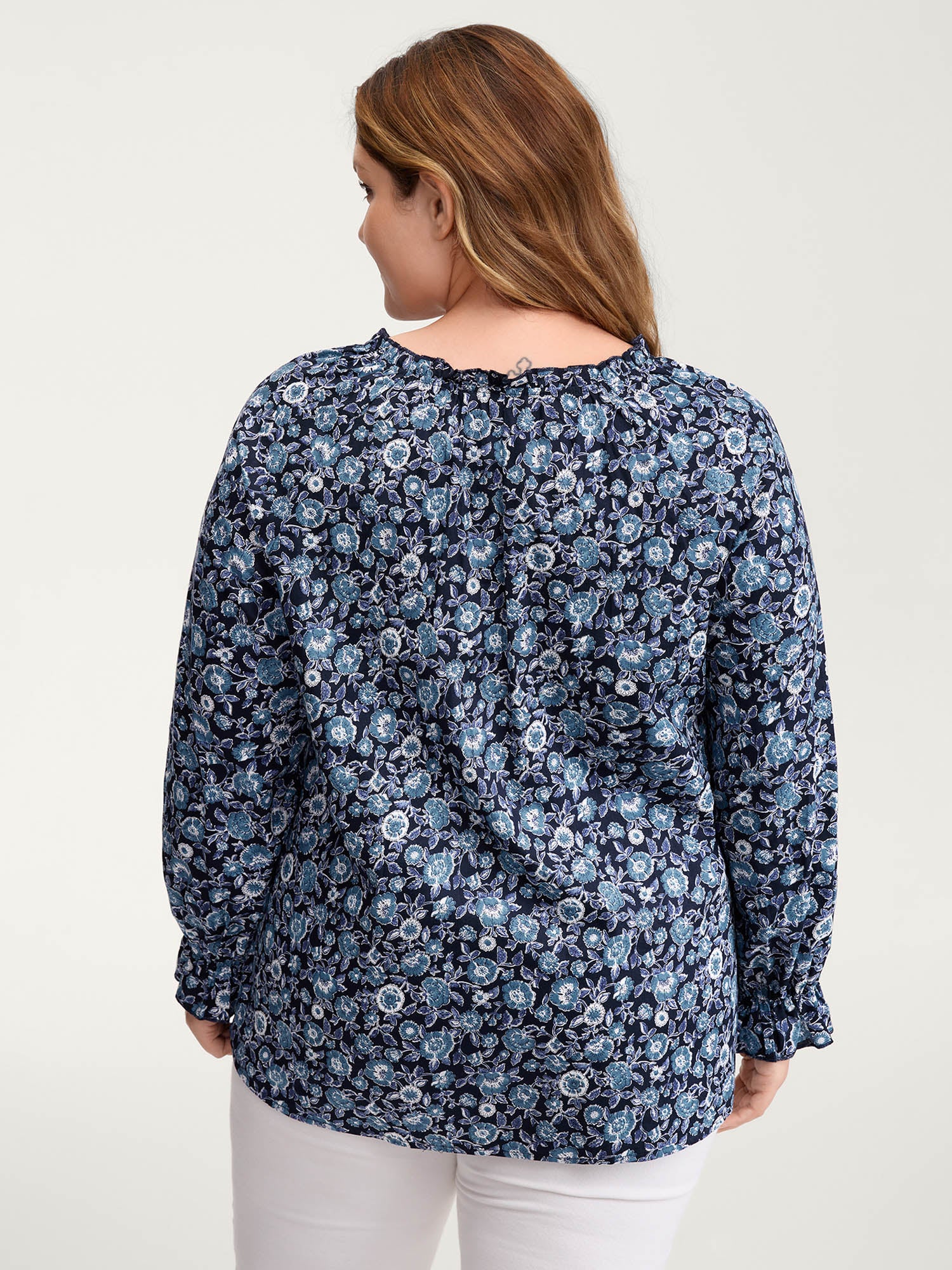 Cotton Floral Print Toothpick Pleats Blouse - Image 4