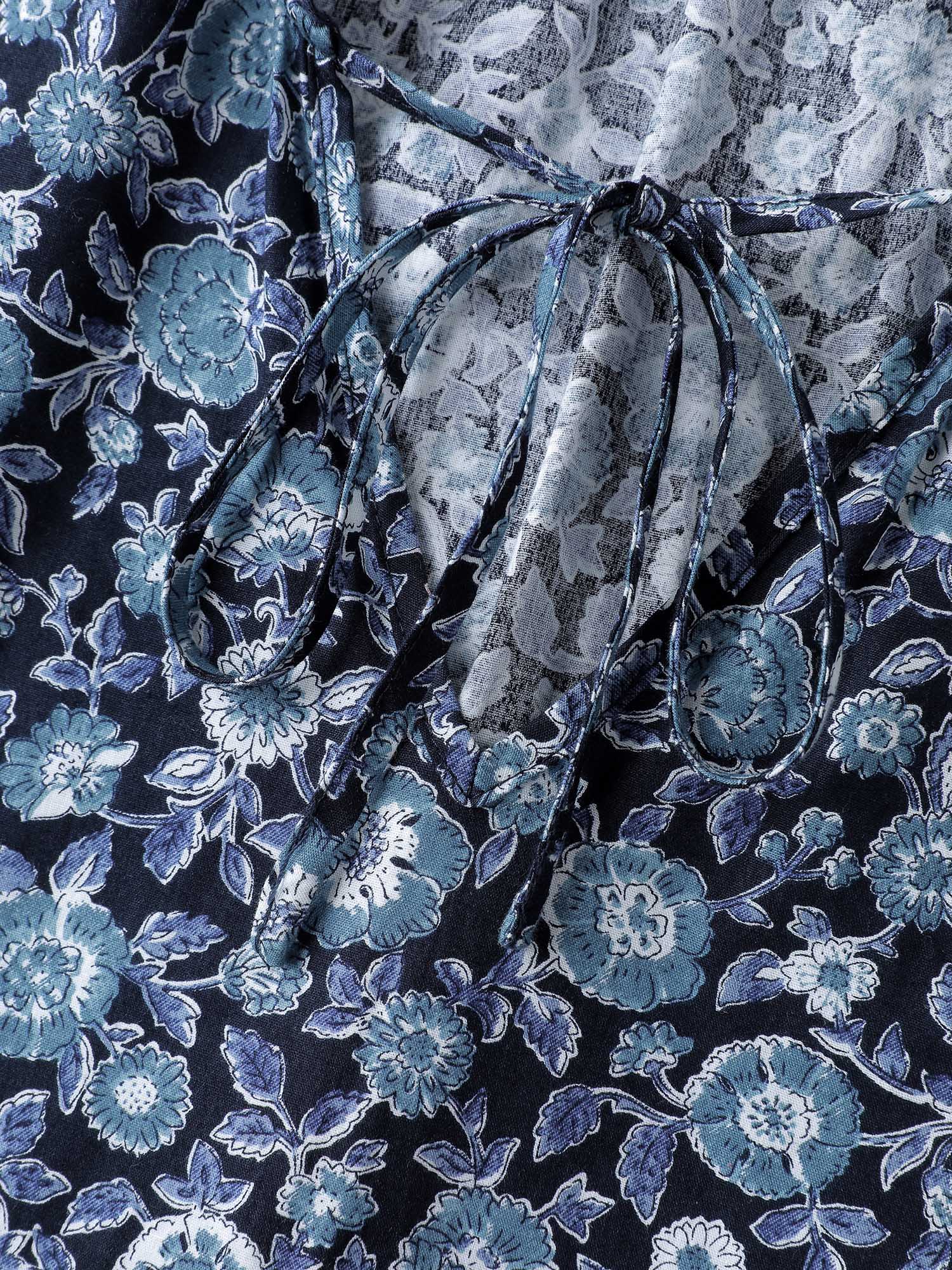Cotton Floral Print Toothpick Pleats Blouse - Image 5