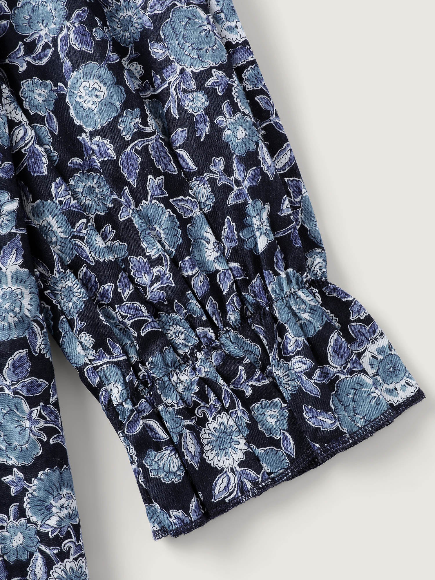 Cotton Floral Print Toothpick Pleats Blouse - Image 6