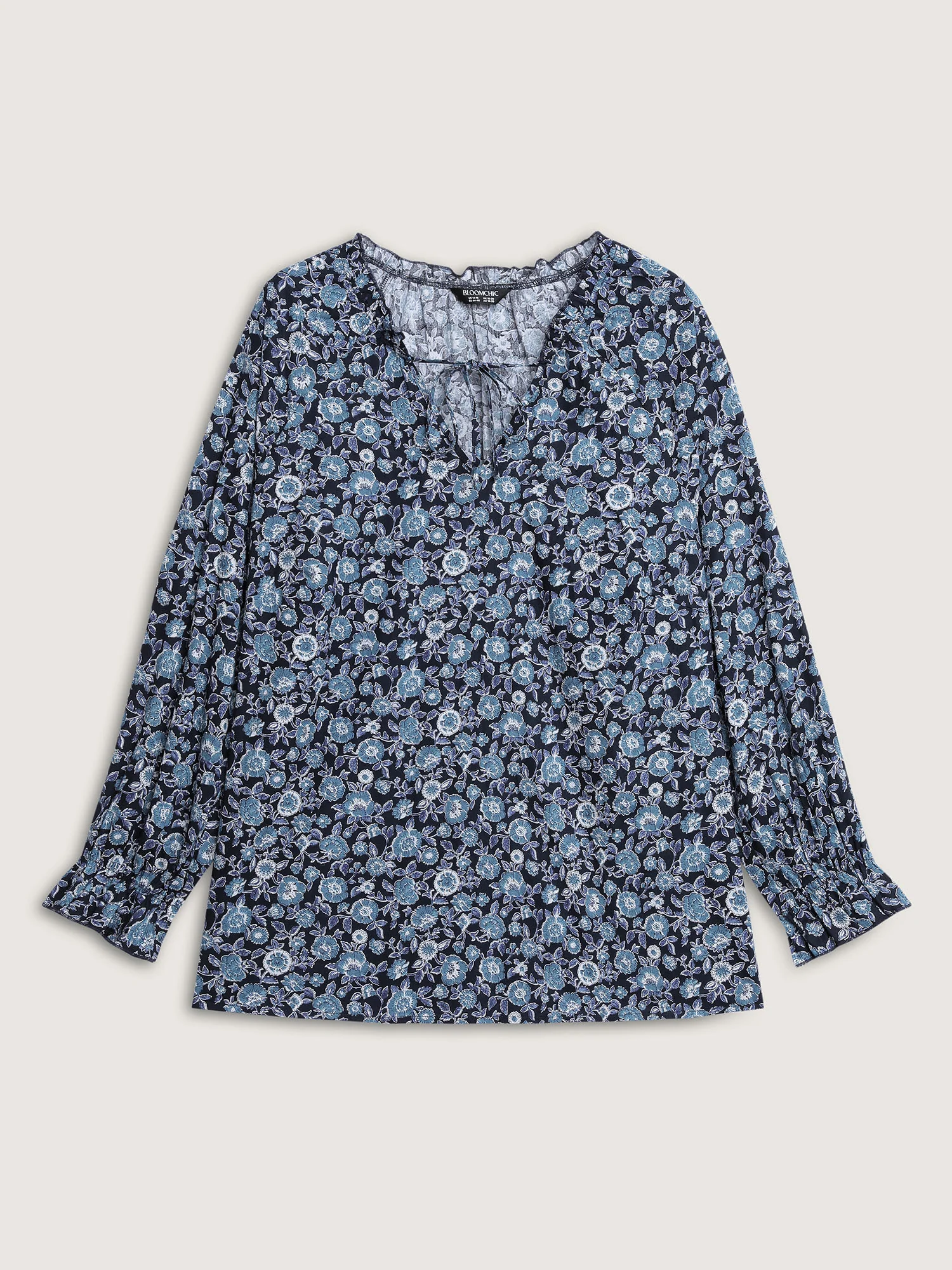 Cotton Floral Print Toothpick Pleats Blouse - Image 7