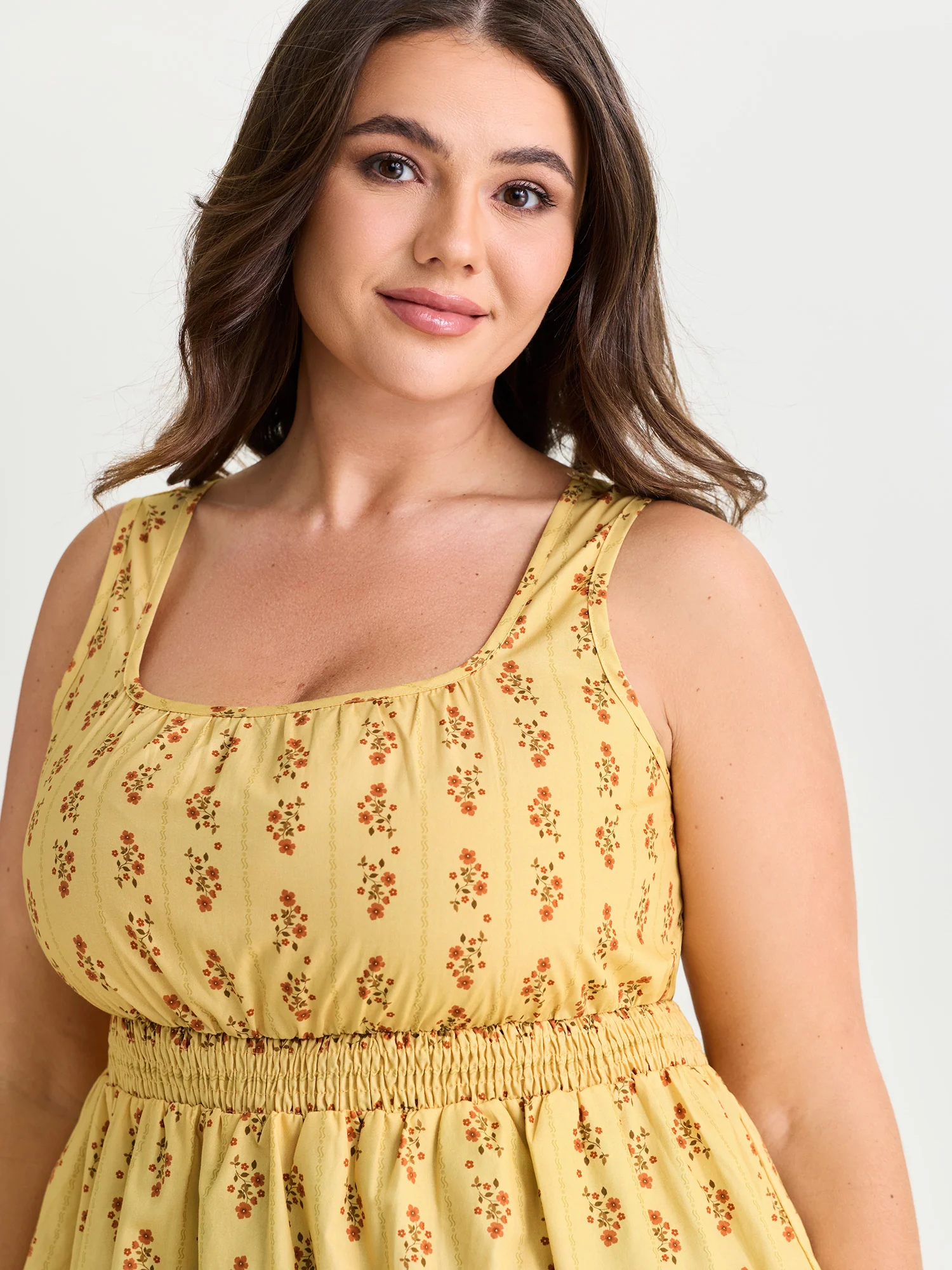 Cotton Floral Striped Print Fit And Flare Tank Top - Image 2