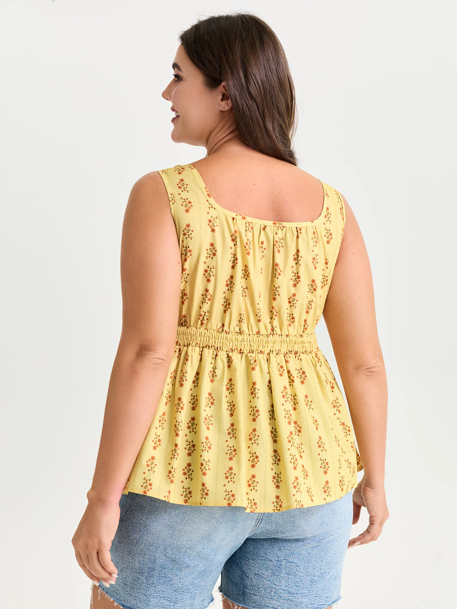 Cotton Floral Striped Print Fit And Flare Tank Top - Image 4