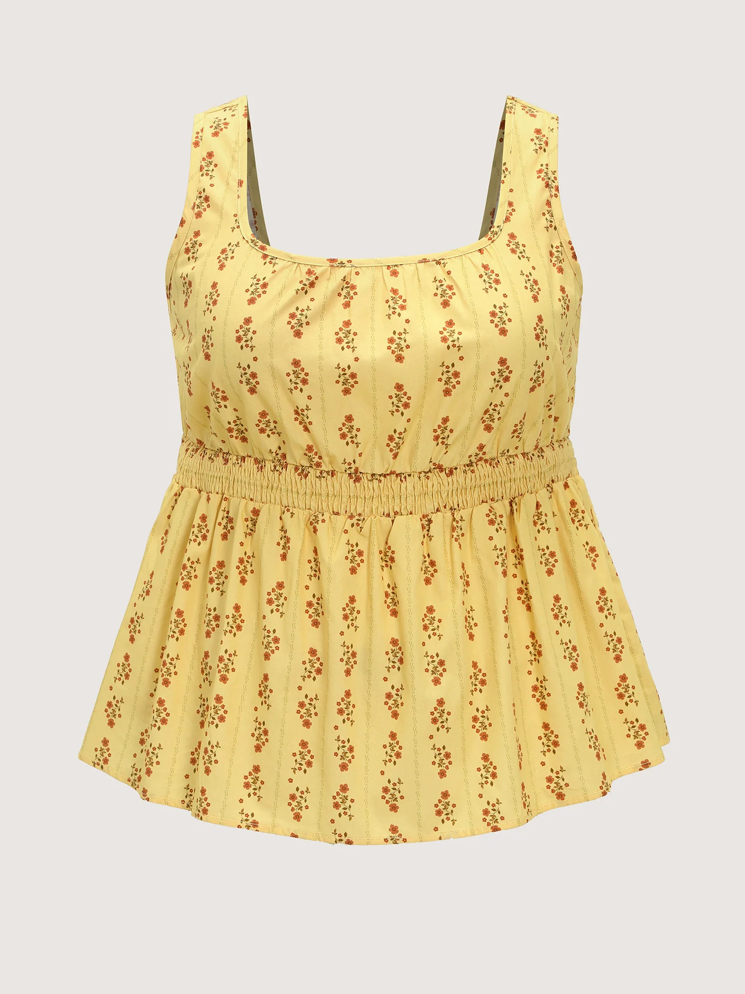 Cotton Floral Striped Print Fit And Flare Tank Top - Image 6