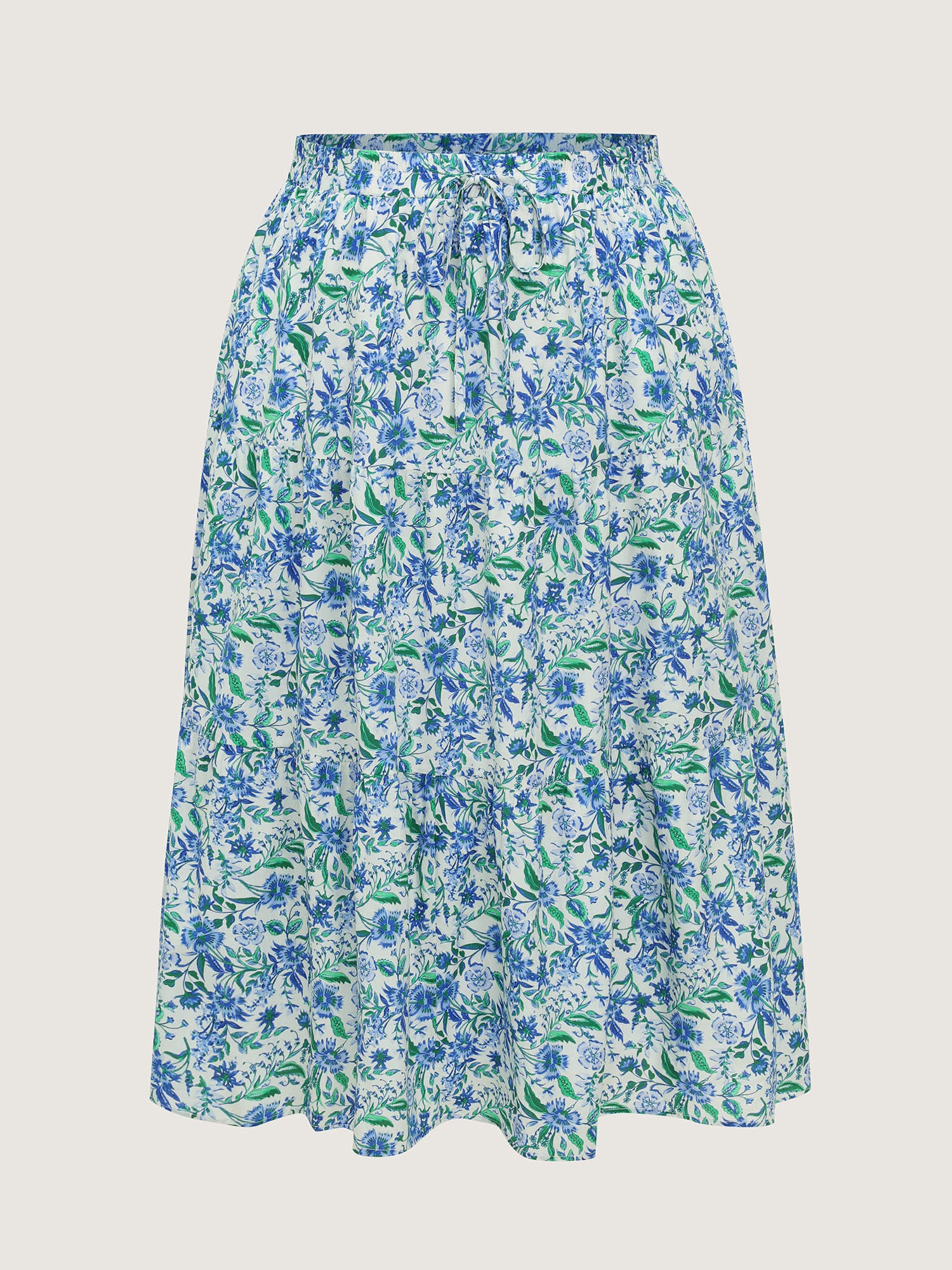 Cotton Floral Whispers Drawstring Tiered Maxi Skirt - Image 8