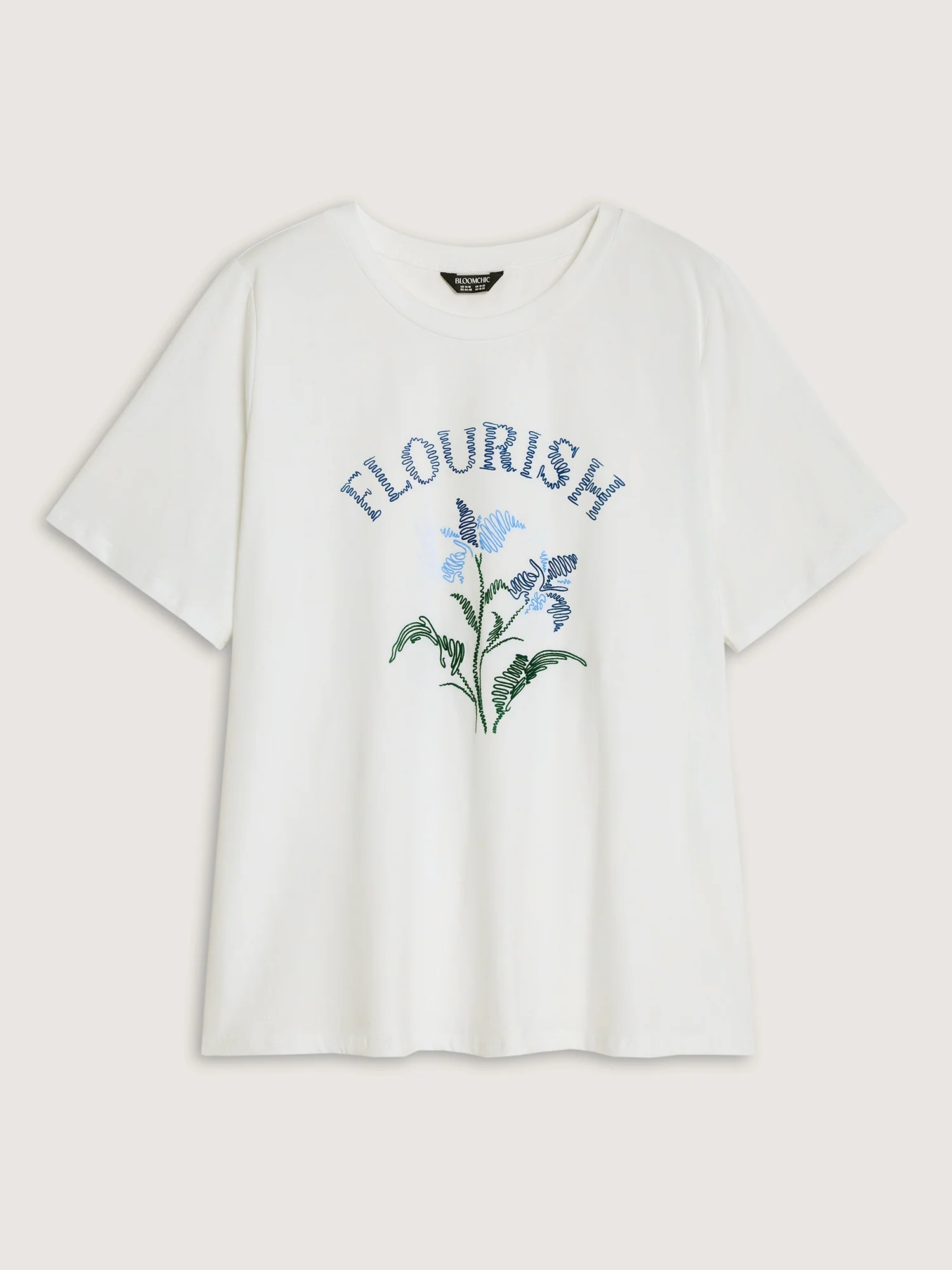 Cotton Flourish Embroidered Floral T-Shirt - Image 6