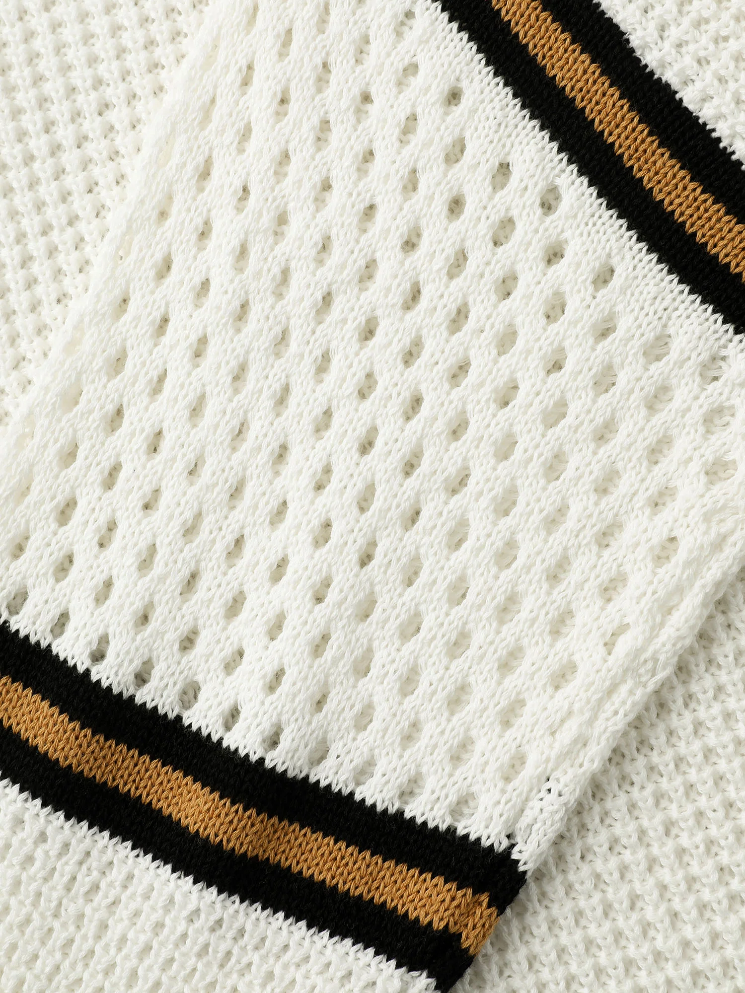 Cotton Geometric Striped Drop Shoulder Sleeve Pullover - Image 7