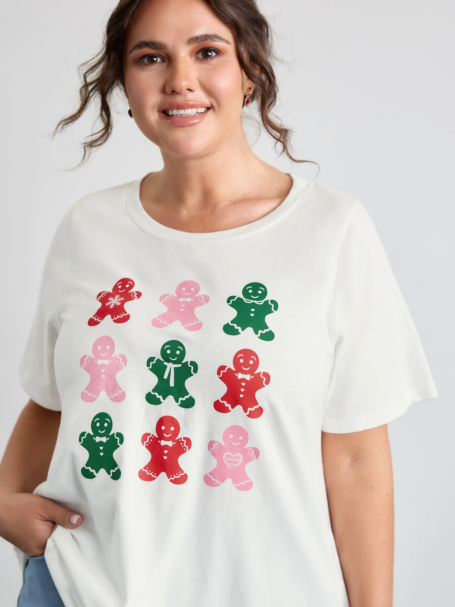 Cotton Gingerbread Man Colorful Print T-Shirt - Image 2