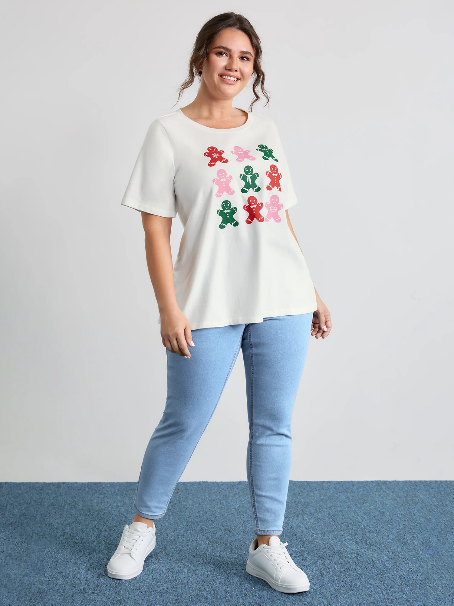 Cotton Gingerbread Man Colorful Print T-Shirt - Image 3