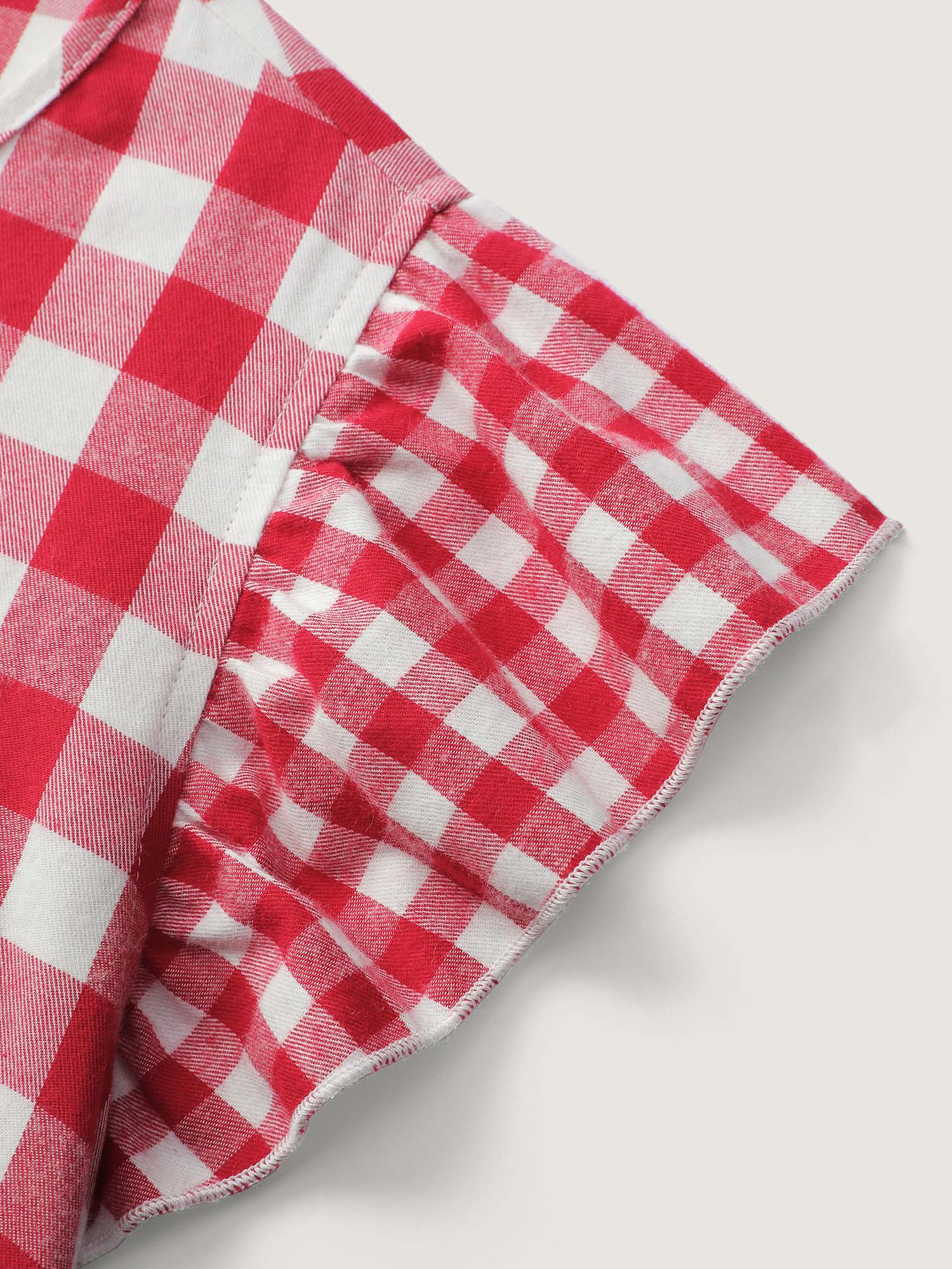 Cotton Gingham Embroidered Ruffled Hem Knee Dress - Image 6