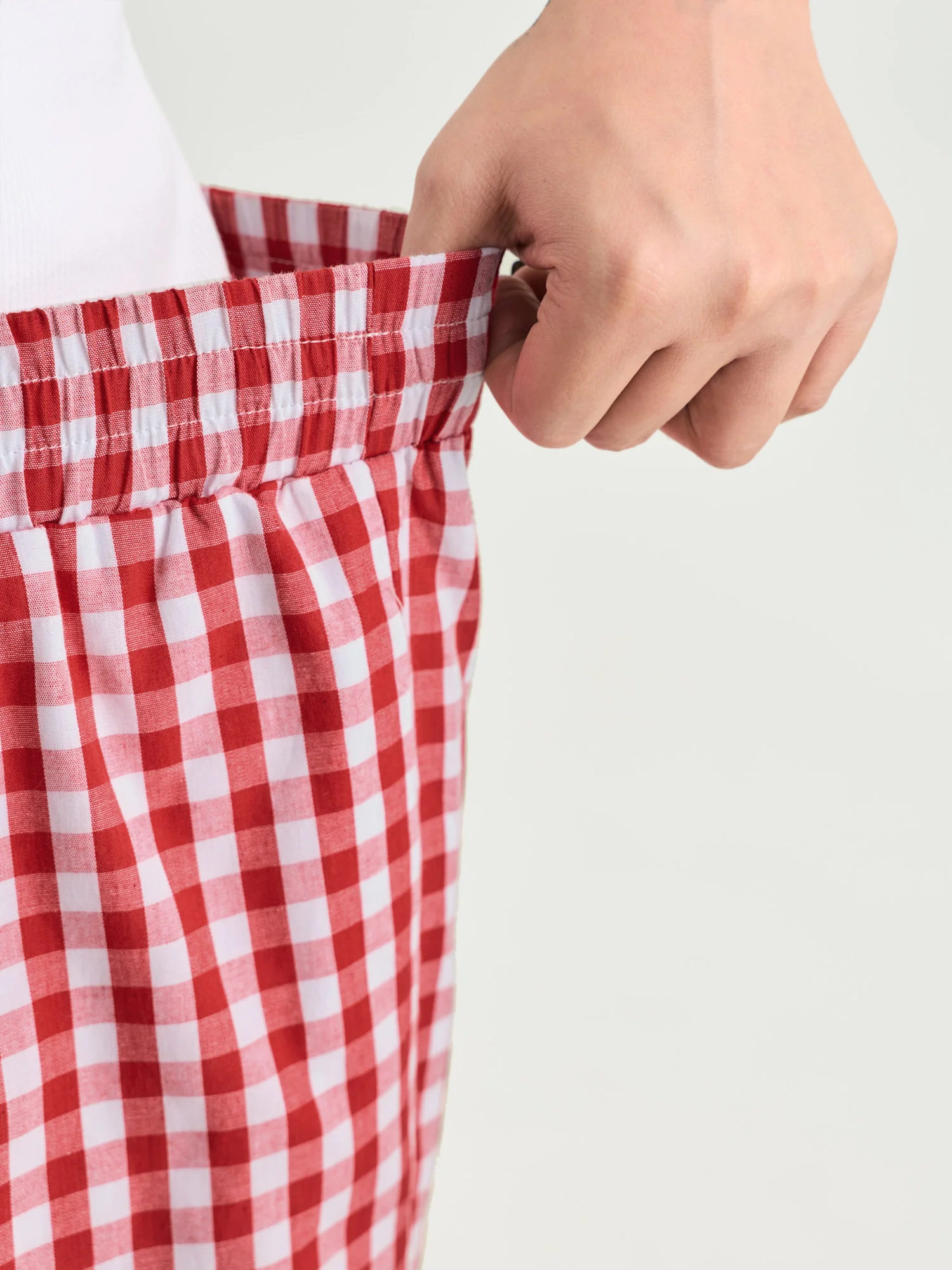 Cotton Gingham Print Side-Tie Pants - Image 4