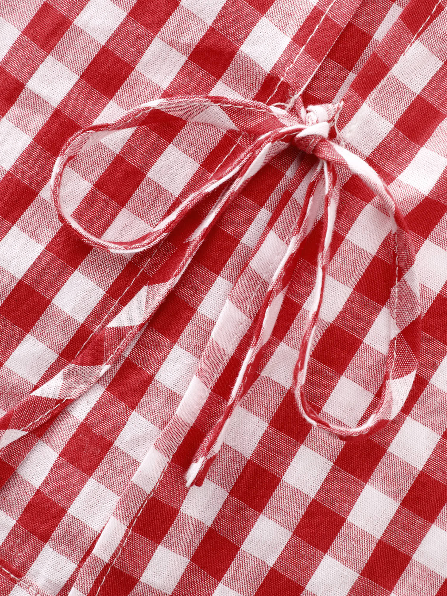 Cotton Gingham Print Side-Tie Pants - Image 7