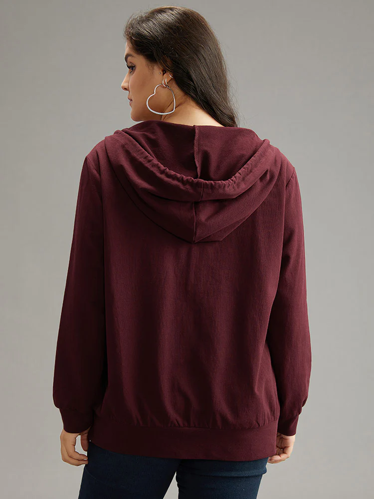 Cotton Hooded Drawstring Sweatshirt - Image 2
