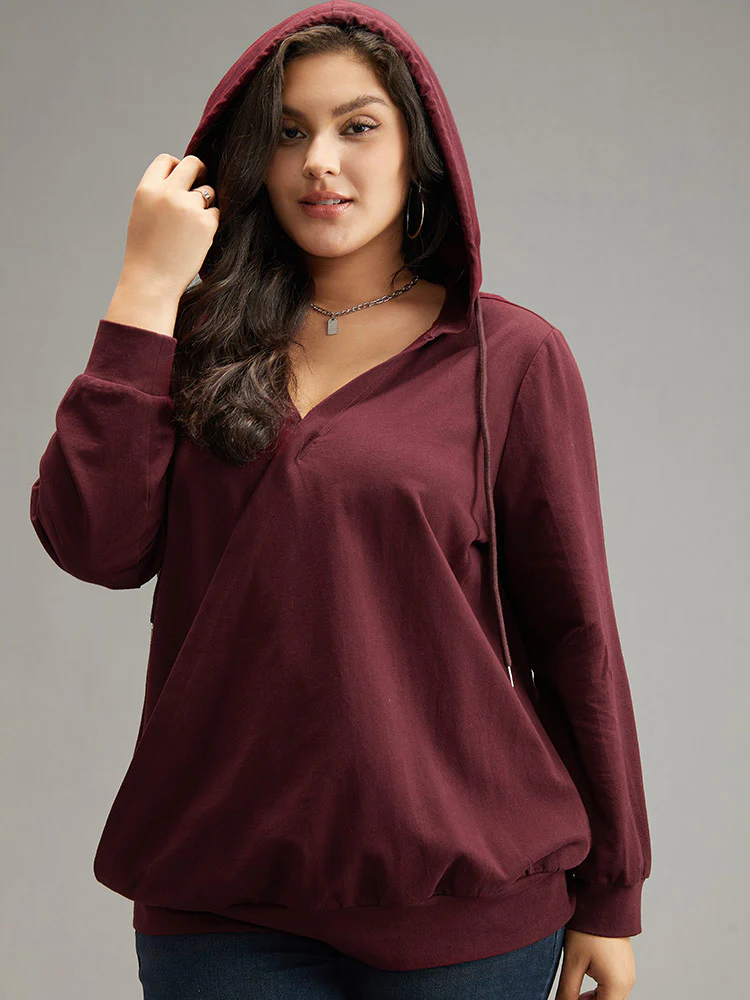 Cotton Hooded Drawstring Sweatshirt - Image 3