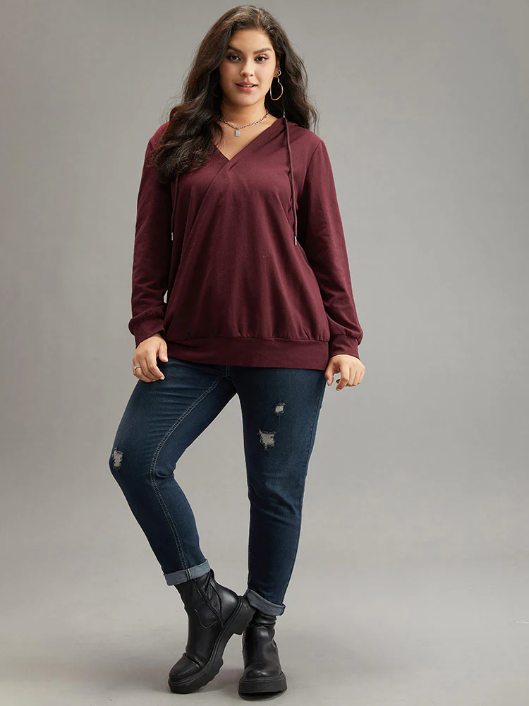 Cotton Hooded Drawstring Sweatshirt - Image 4