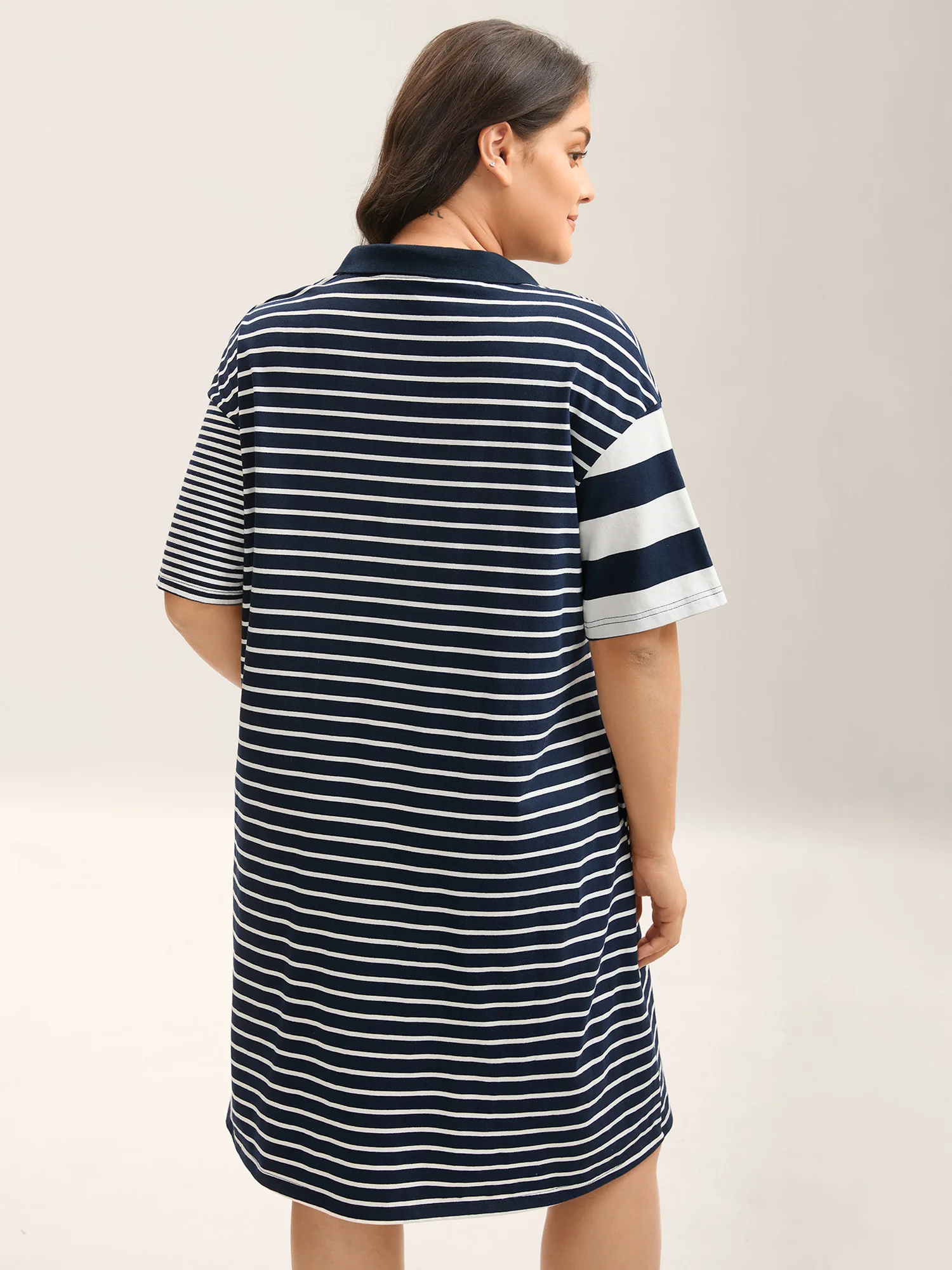 Cotton Knit Stripe Print Mini Dress - Image 4