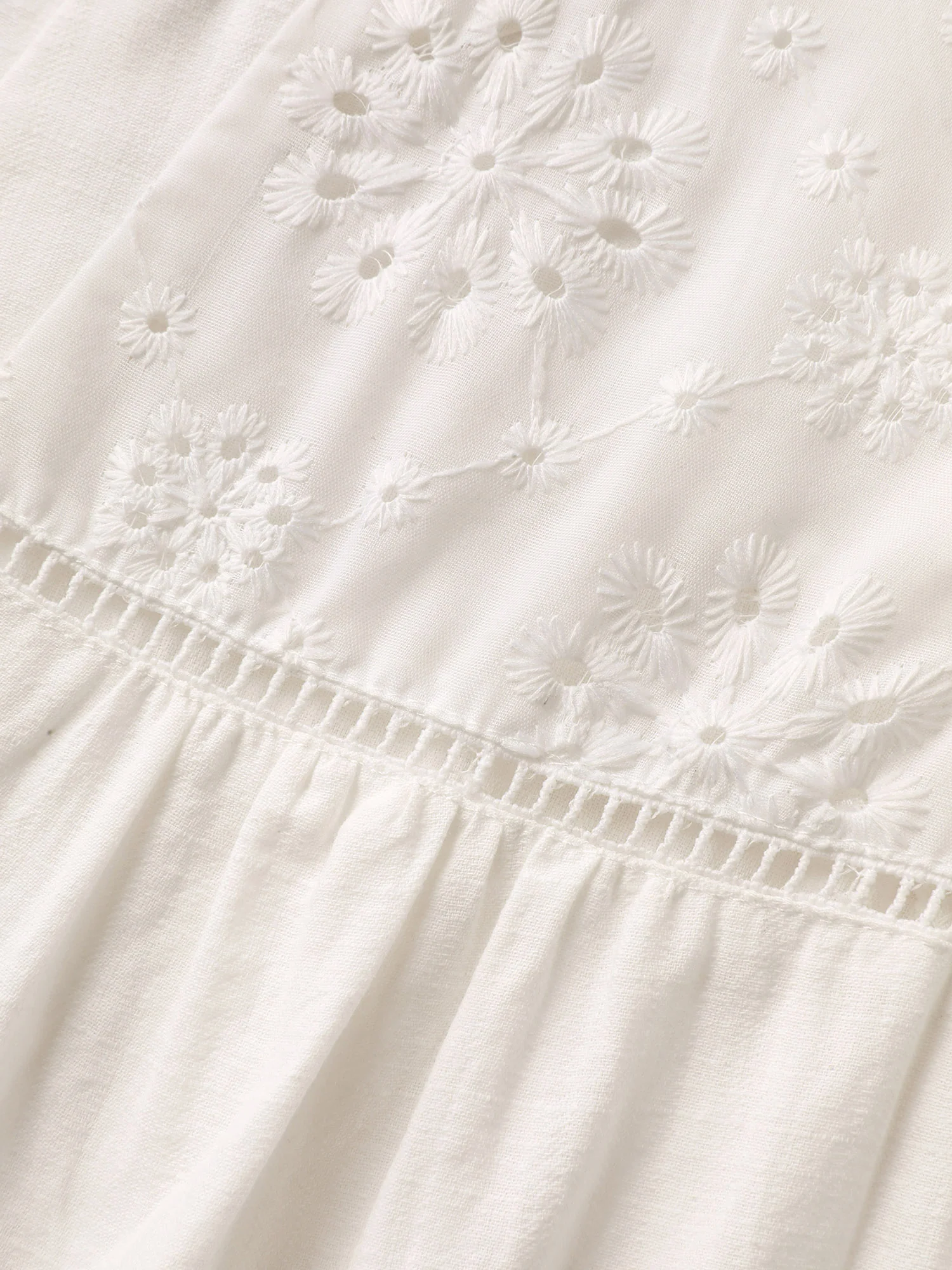 Cotton Lace Eyelet Trim Layered Sleeve Blouse - Image 6