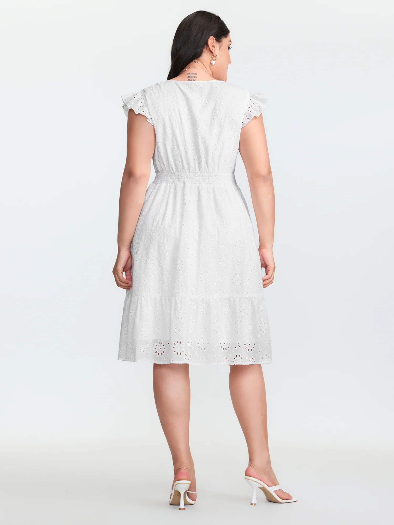 Cotton Lace Flutter Sleeve Mini Dress - Image 4