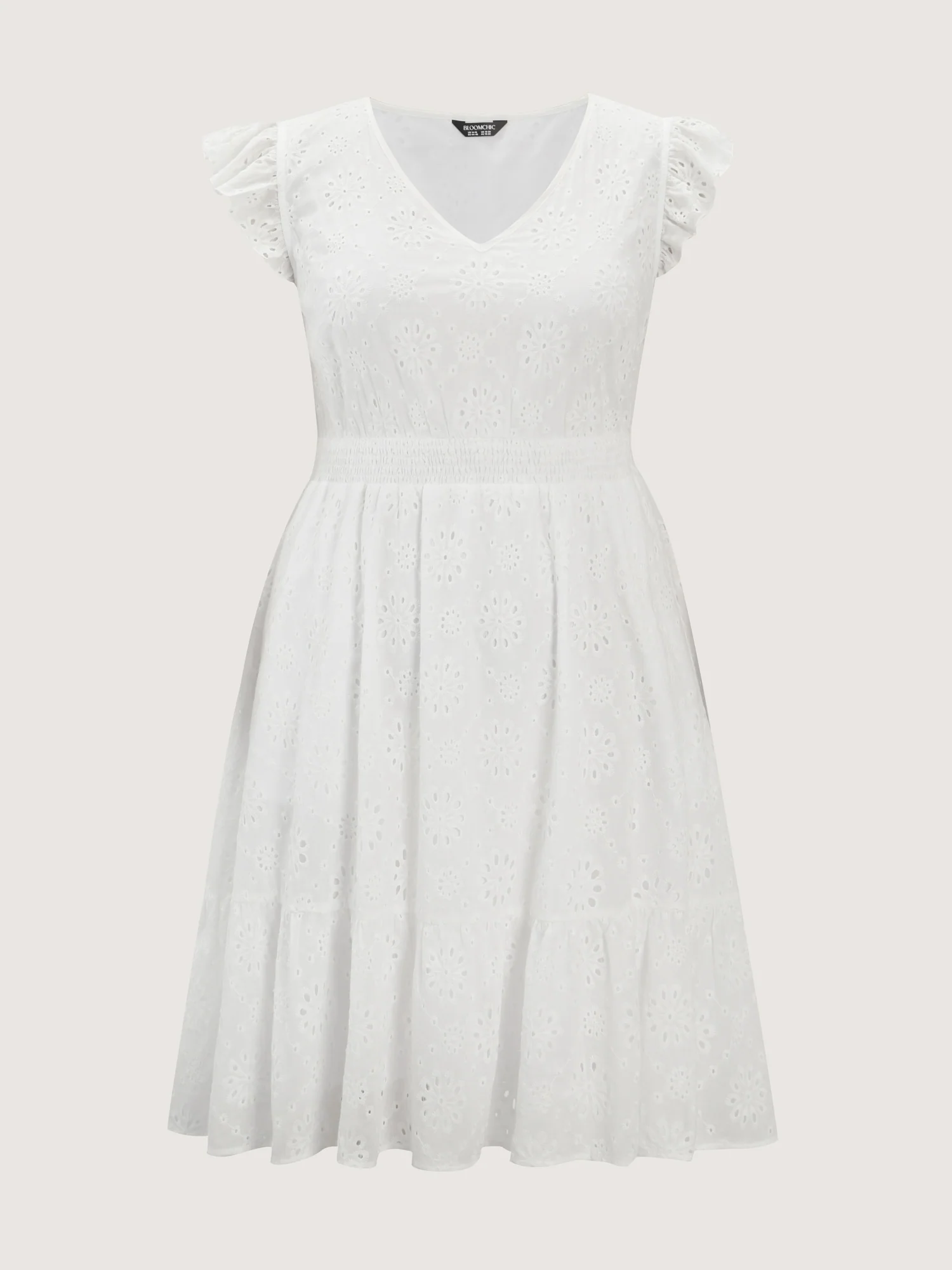 Cotton Lace Flutter Sleeve Mini Dress - Image 7