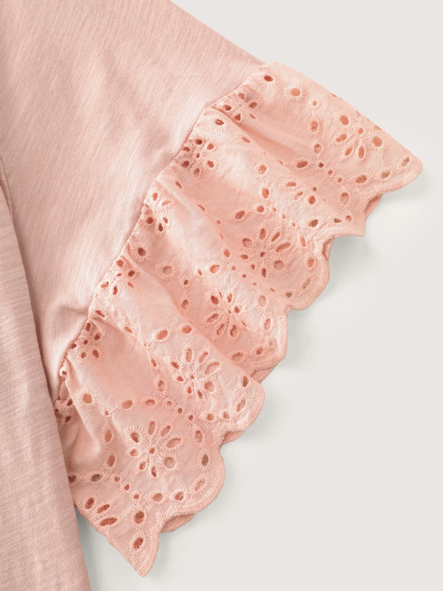 Cotton Lace Sleeve Relaxed-Fit T-Shirt - Image 5