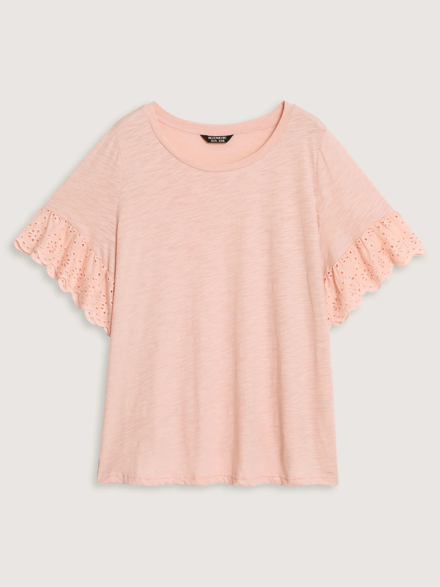 Cotton Lace Sleeve Relaxed-Fit T-Shirt - Image 6