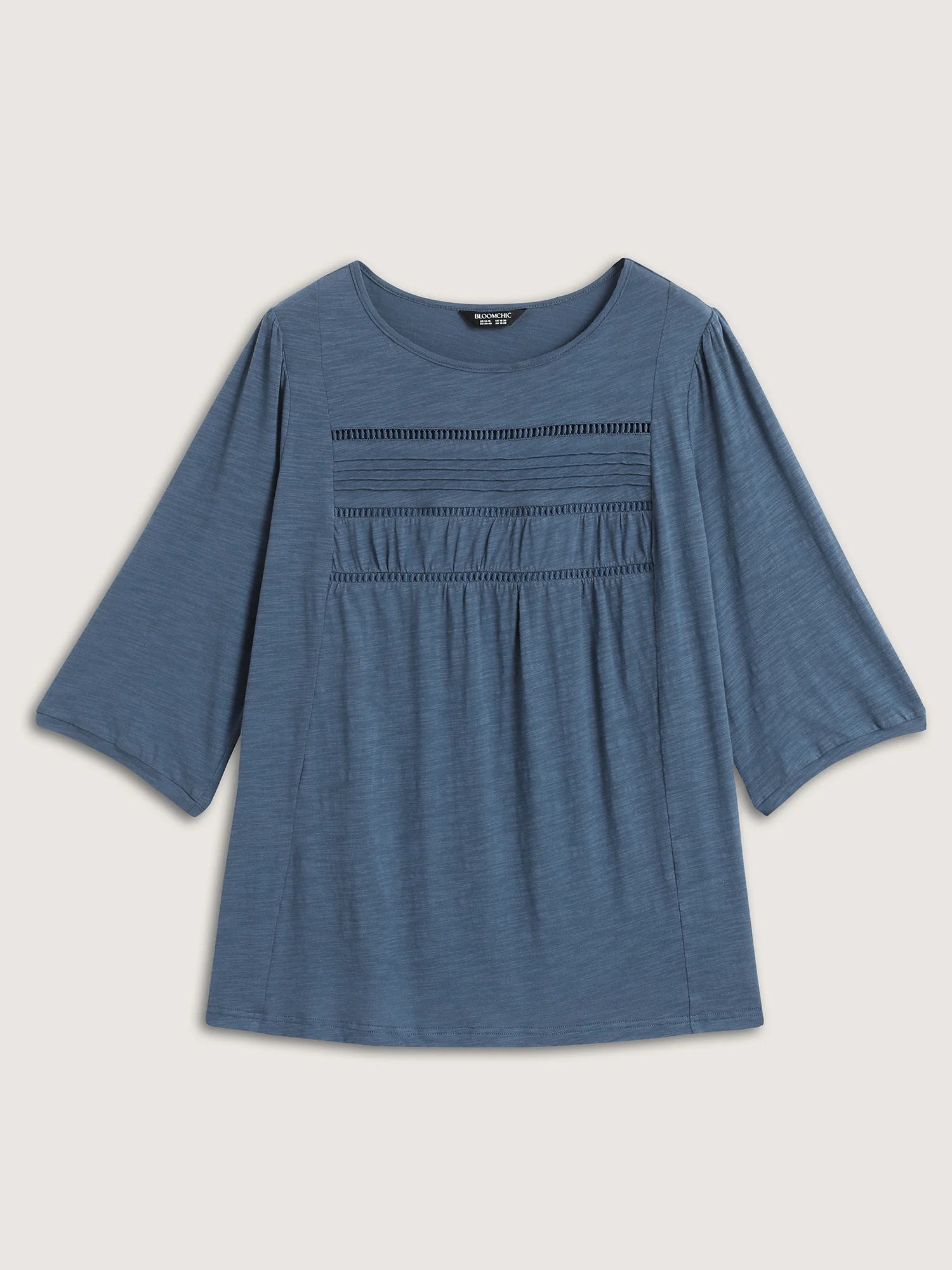 Cotton Lace Spliced Plain Knit Top - Image 17