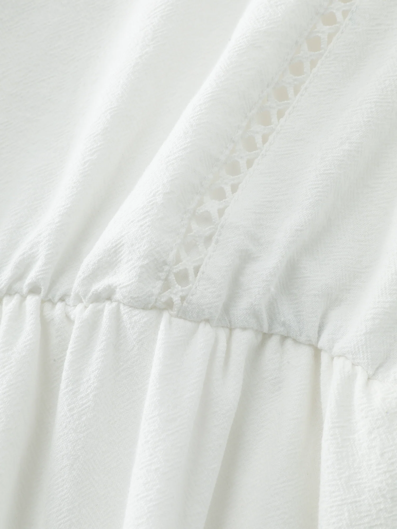 Cotton Lace Trim V-Neck Pockets Maxi Dress - Image 5