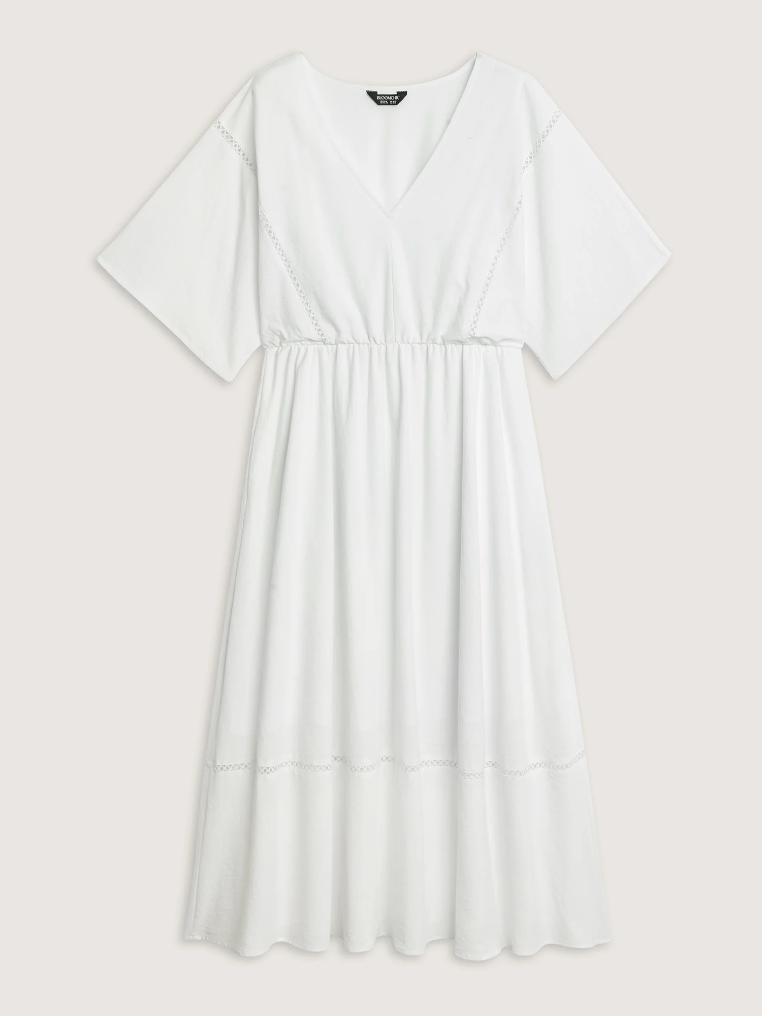 Cotton Lace Trim V-Neck Pockets Maxi Dress - Image 7