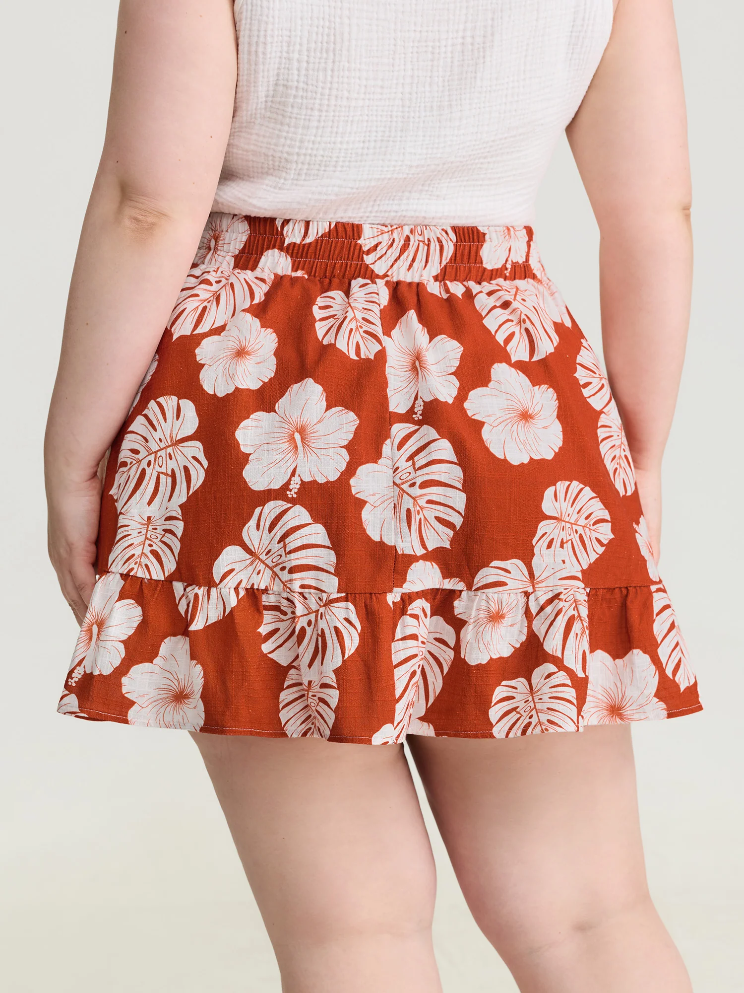 Cotton Large Floral Print Flowy Midi Skirt - Image 5