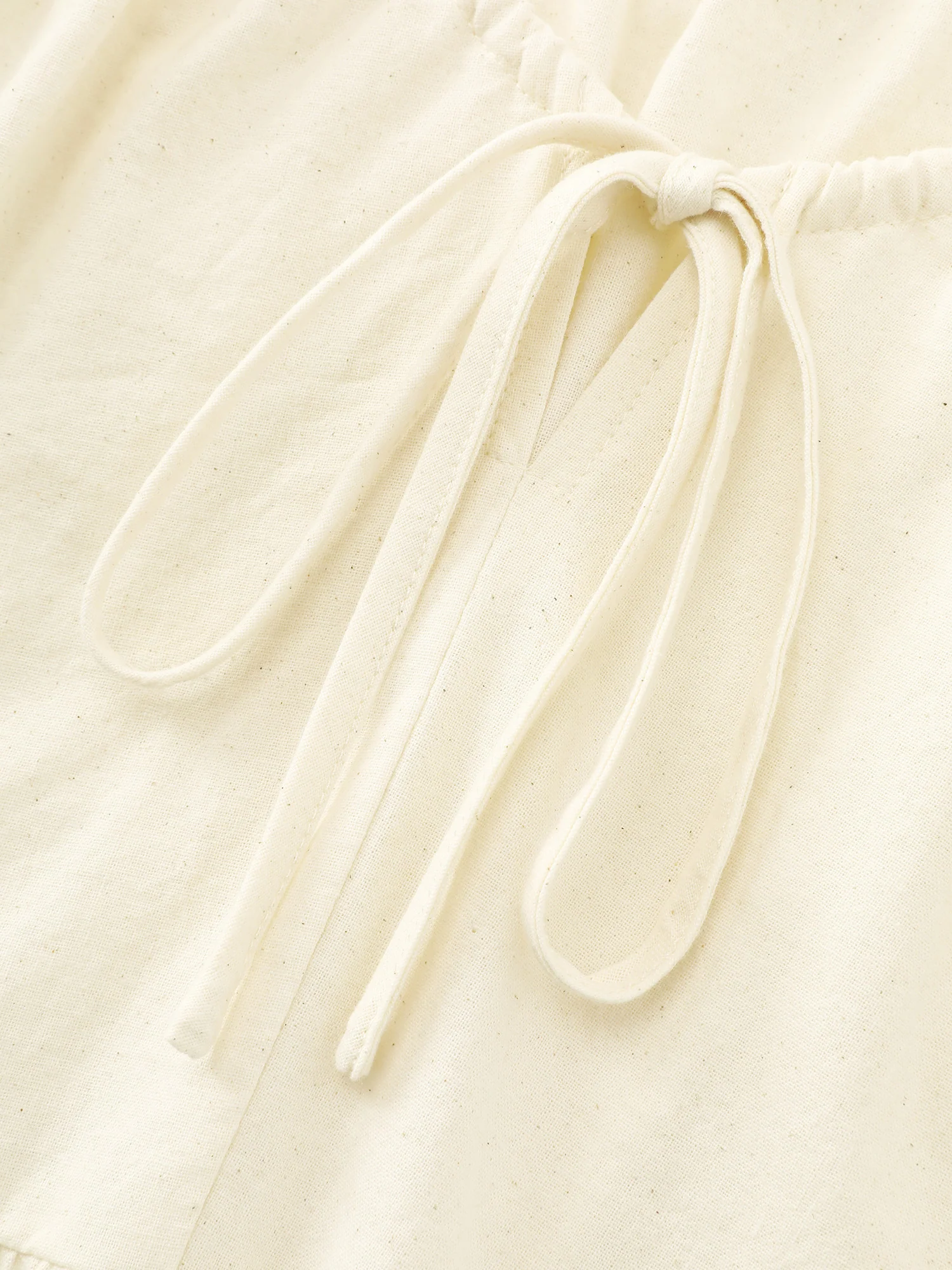 Cotton Linen Blend Drawstring Neckline Blouse - Image 5
