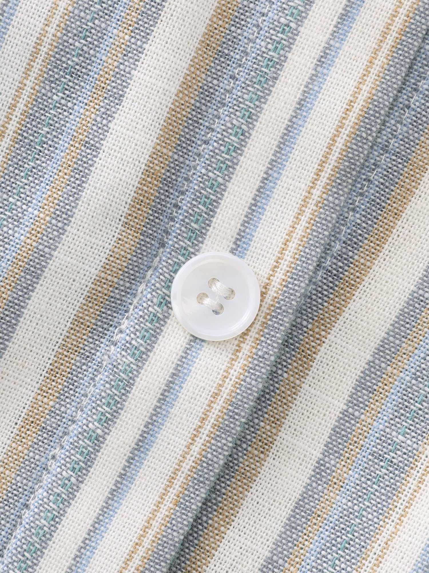 Cotton Linen Blend Striped Print Midi Dress - Image 5