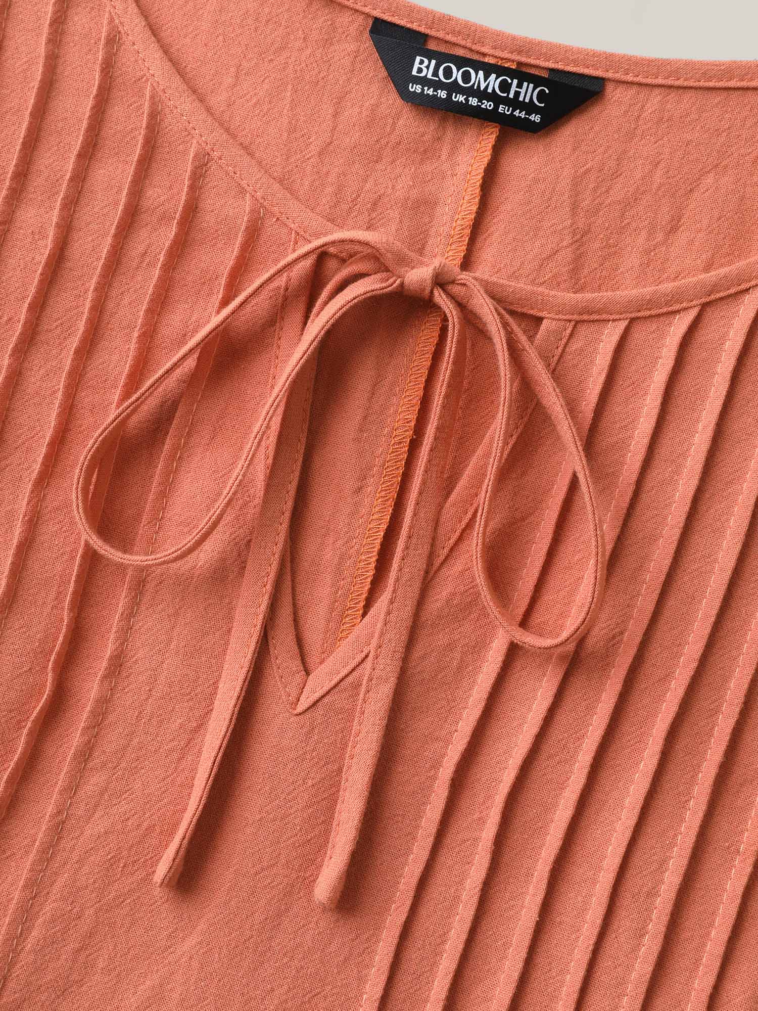 Cotton Toothpick Pleat Plain Midi Dress - Image 13
