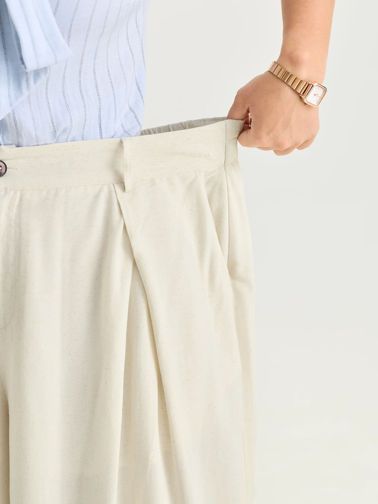 Cotton Linen Blend Wide-Leg Pants - Image 4