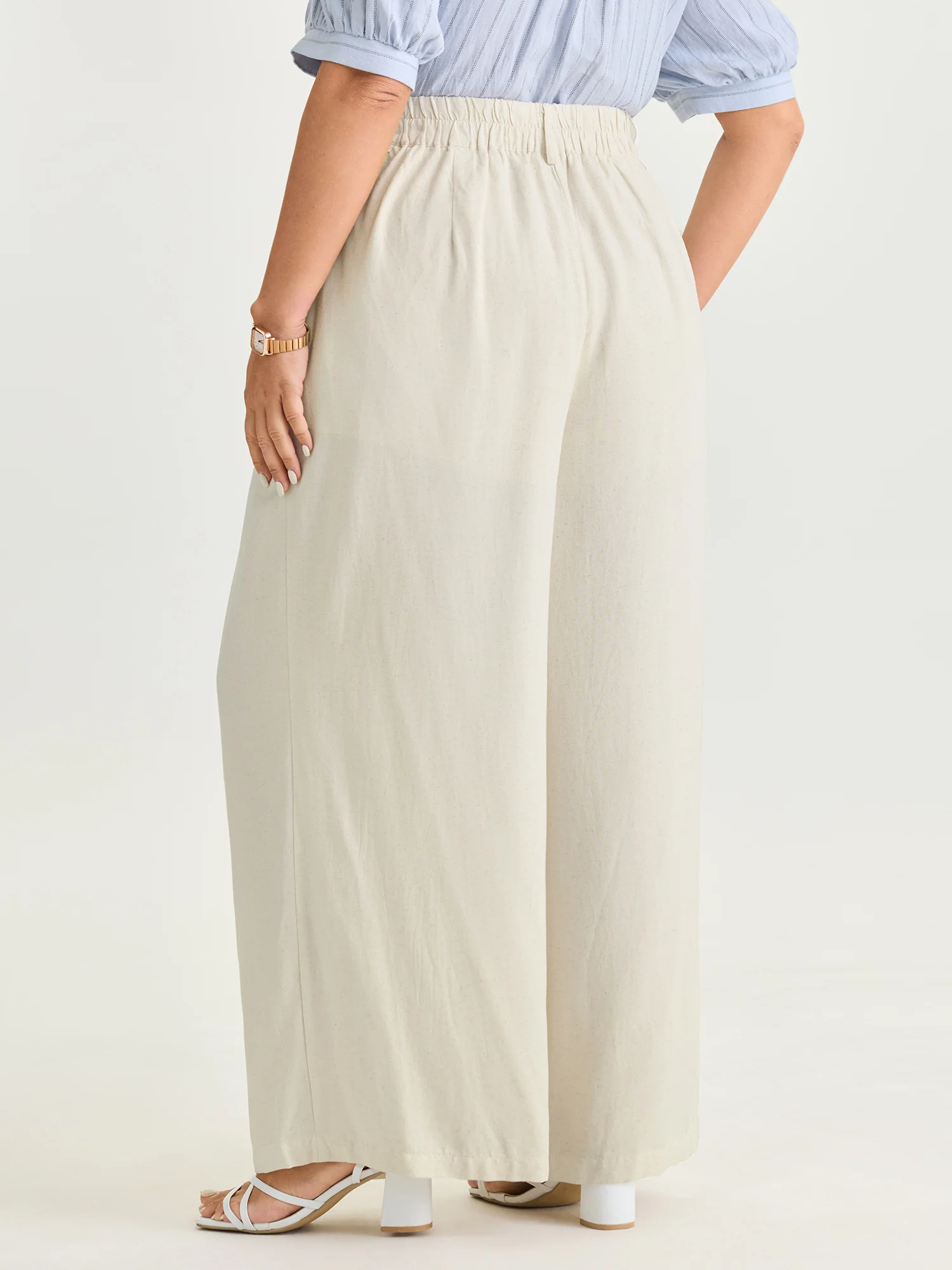 Cotton Linen Blend Wide-Leg Pants - Image 5