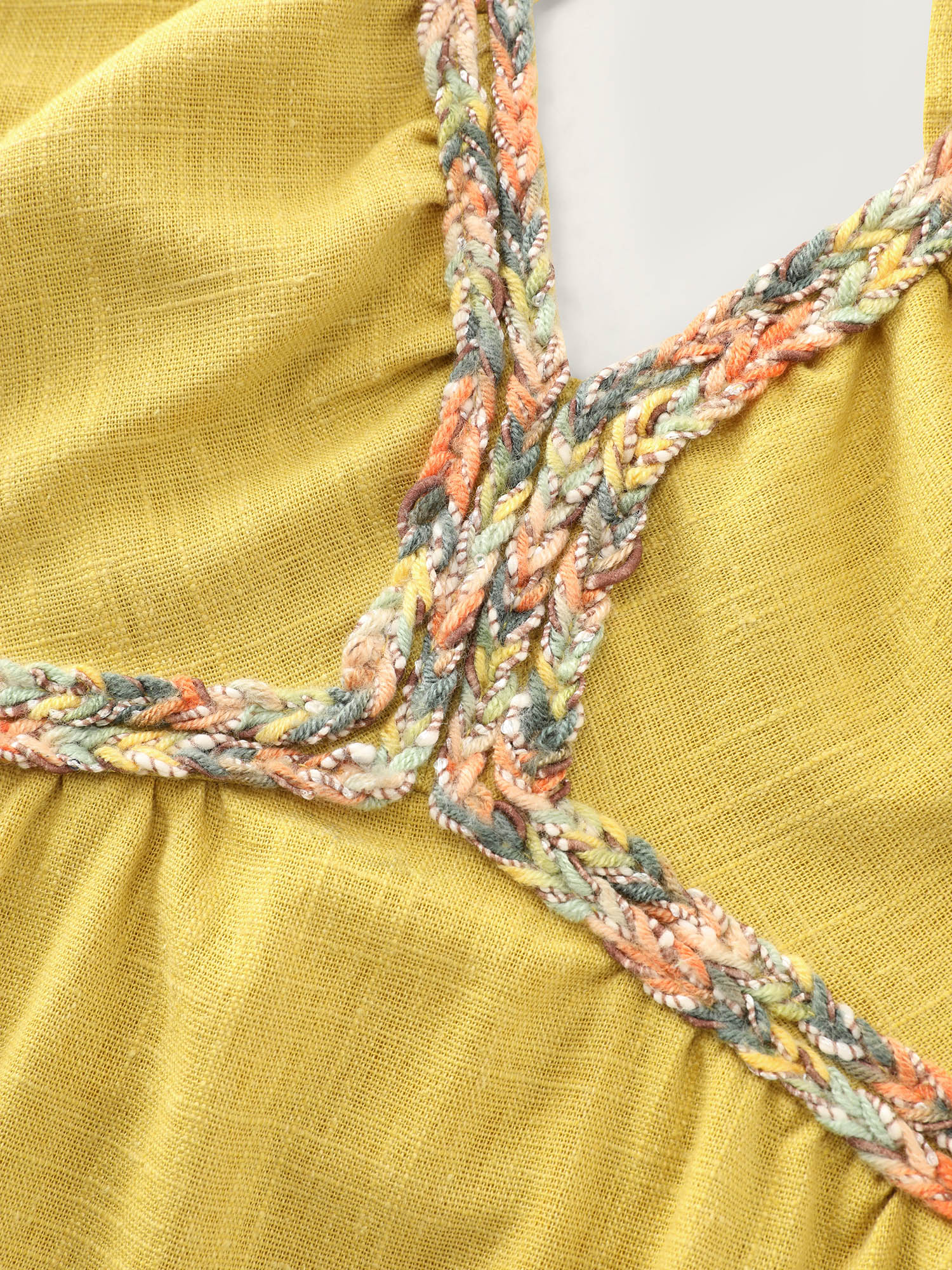 Cotton Linen Breathable Color Contrast Edges Maxi Dress - Image 5