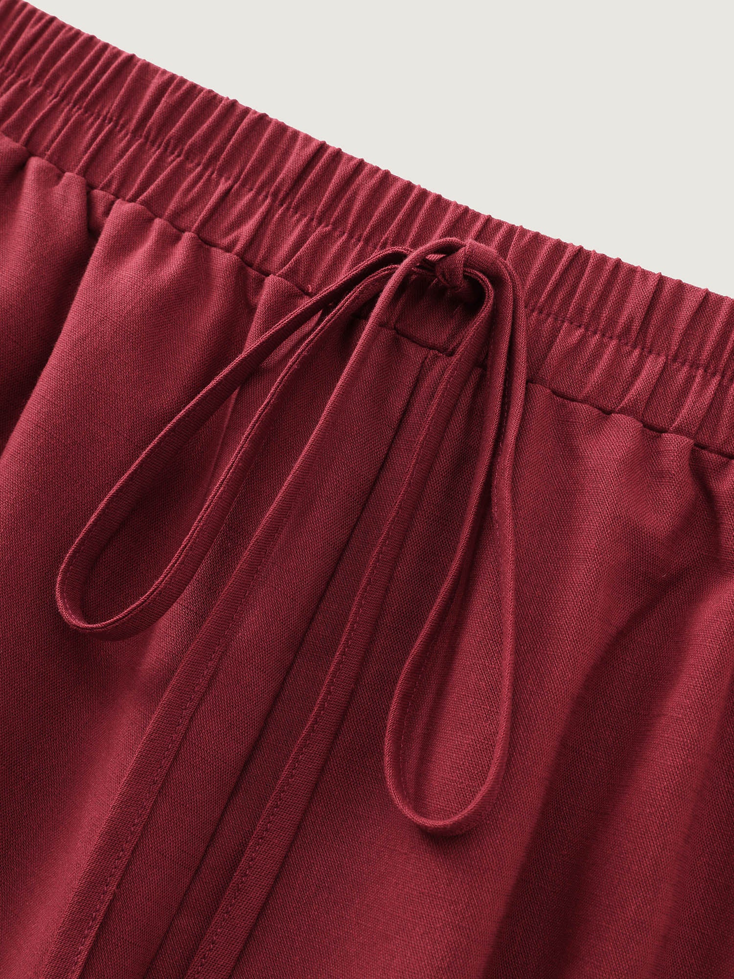 Cotton Linen Drawstring Waist Plain Pants - Image 6