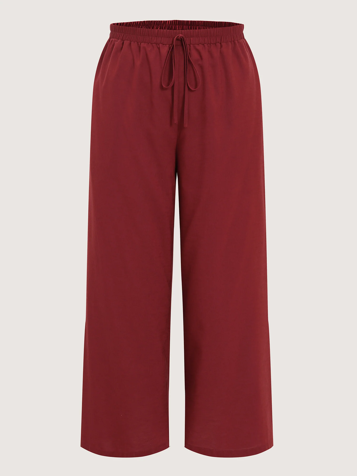 Cotton Linen Drawstring Waist Plain Pants - Image 8