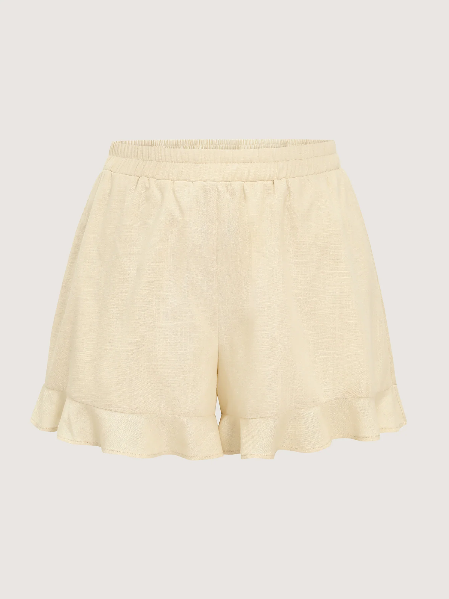 Cotton Linen Ruffle Trim Drawstring Shorts - Image 8
