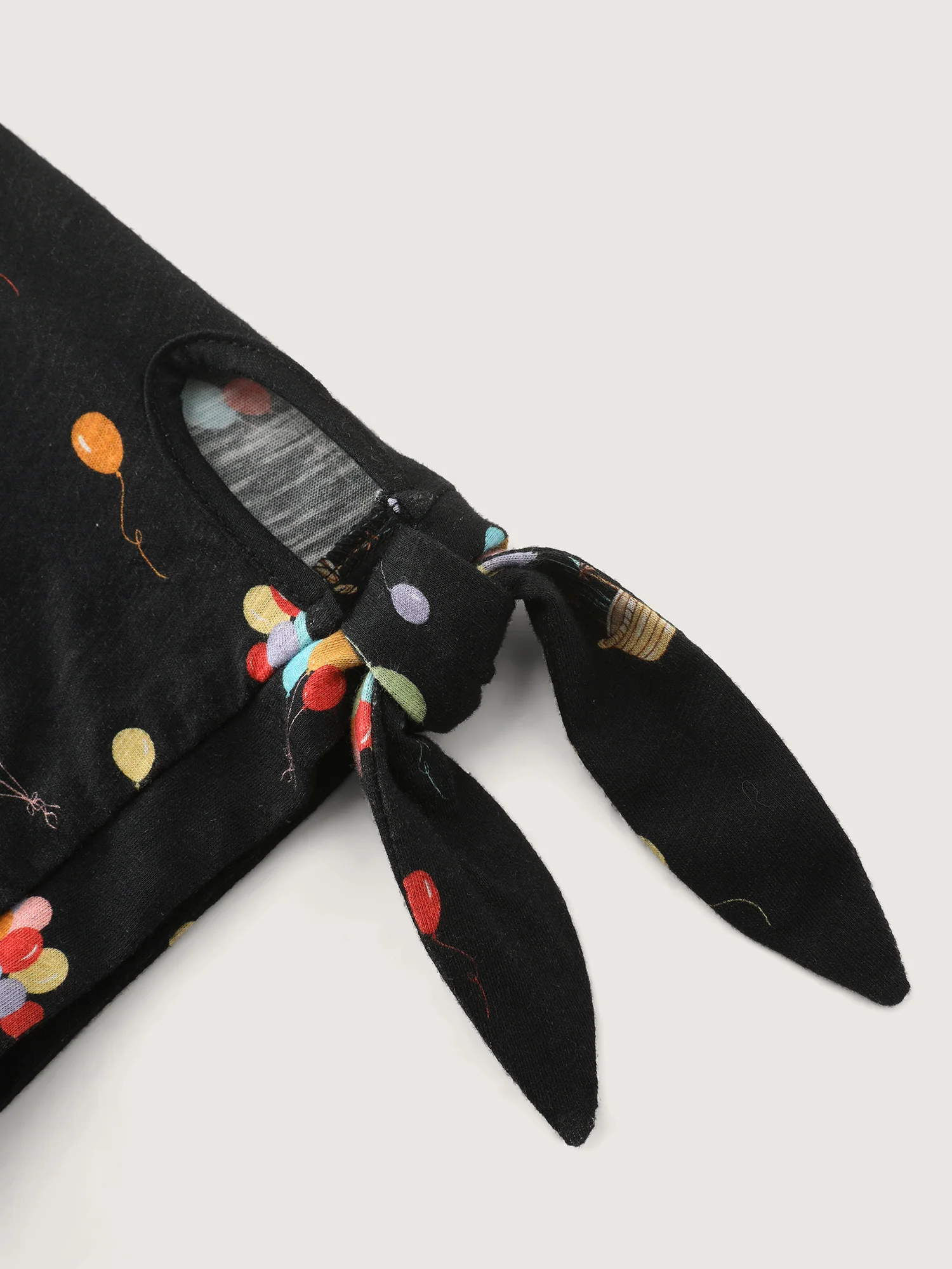 Cotton Multi-Color Balloons Print Sleeve-Tie T-Shirt - Image 5