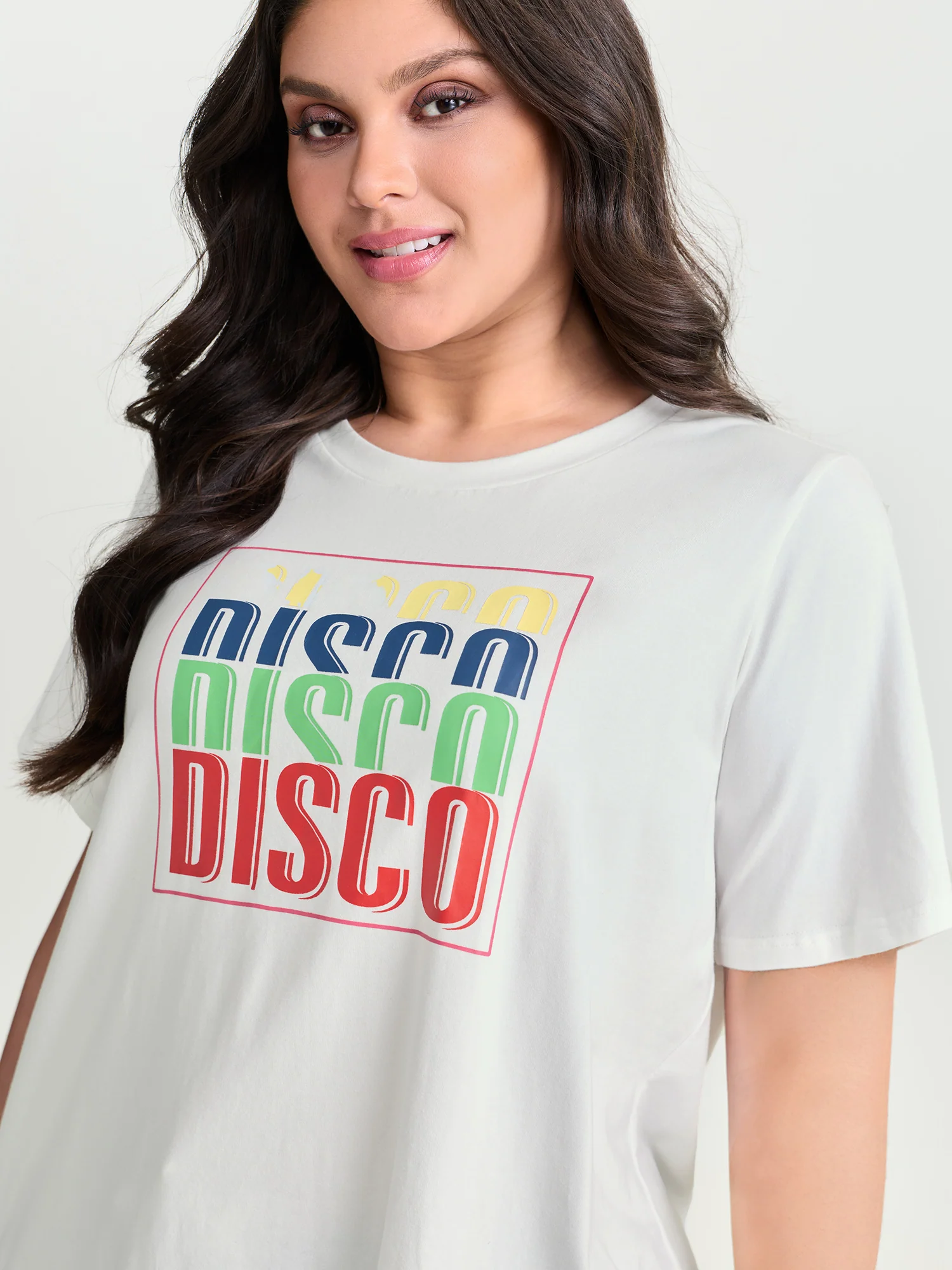 Cotton Multi-Color Disco Print Stretchy T-Shirt - Image 2