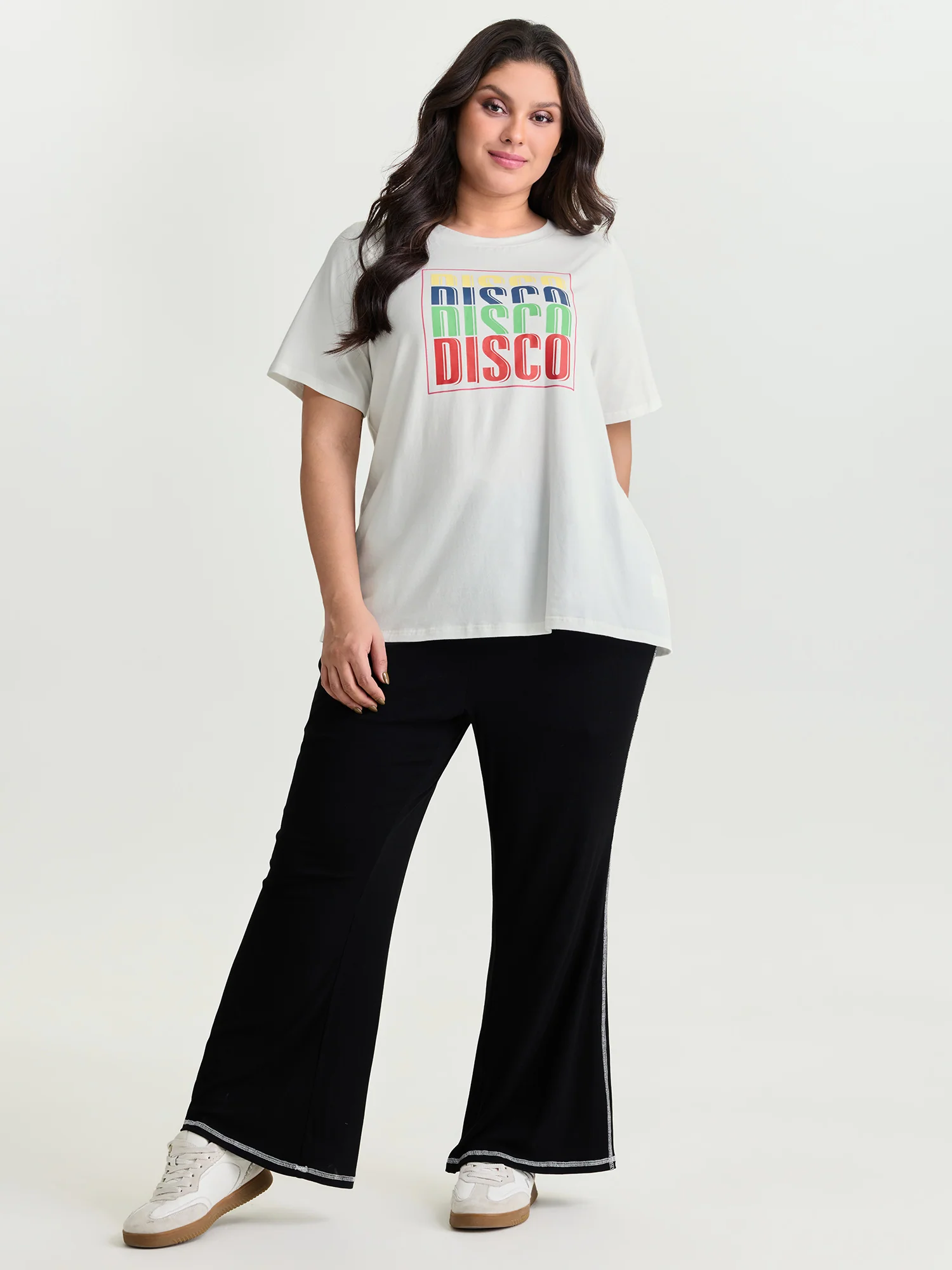 Cotton Multi-Color Disco Print Stretchy T-Shirt - Image 3