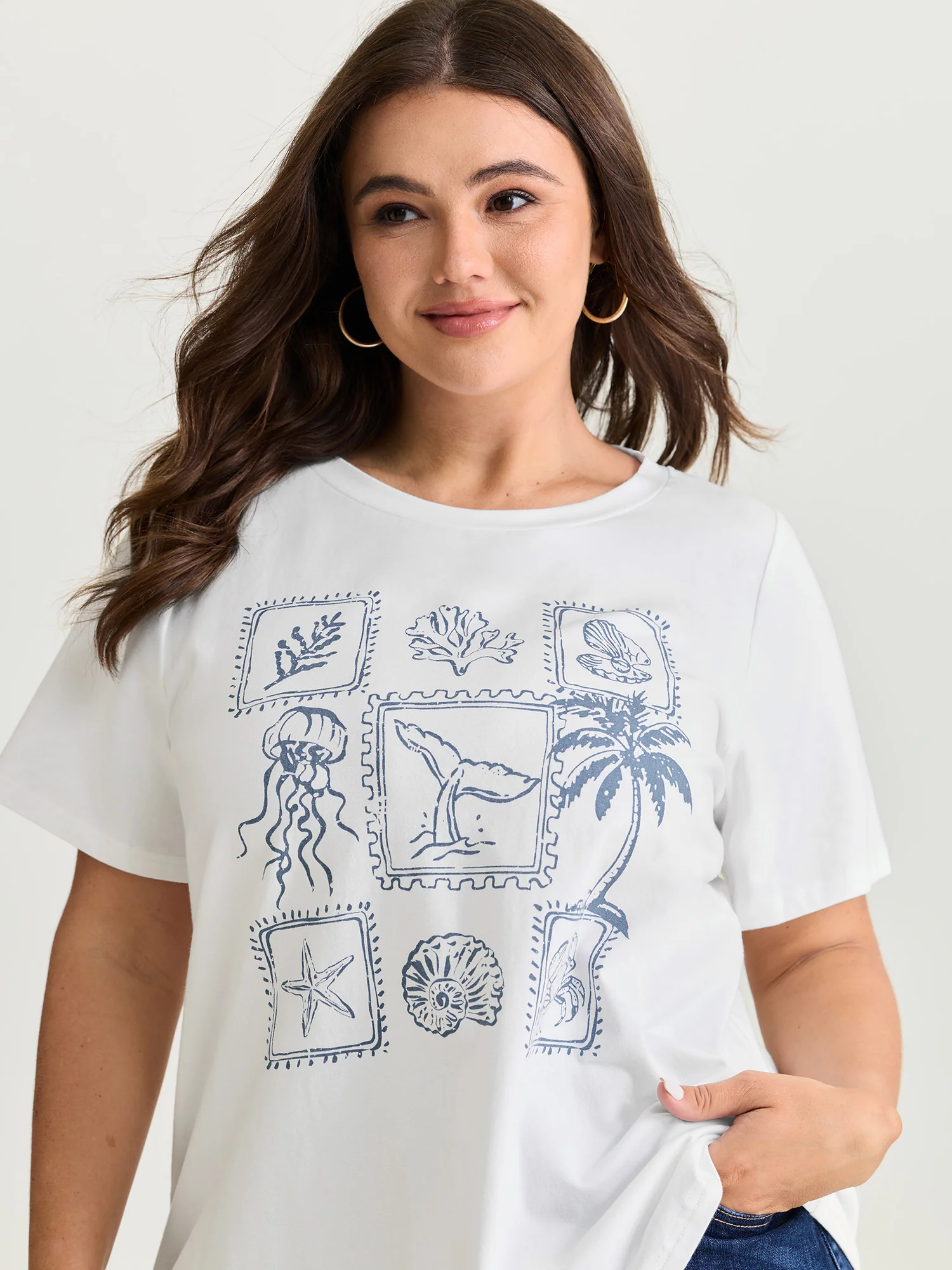 Cotton Ocean Calling Plain T-Shirt - Image 2