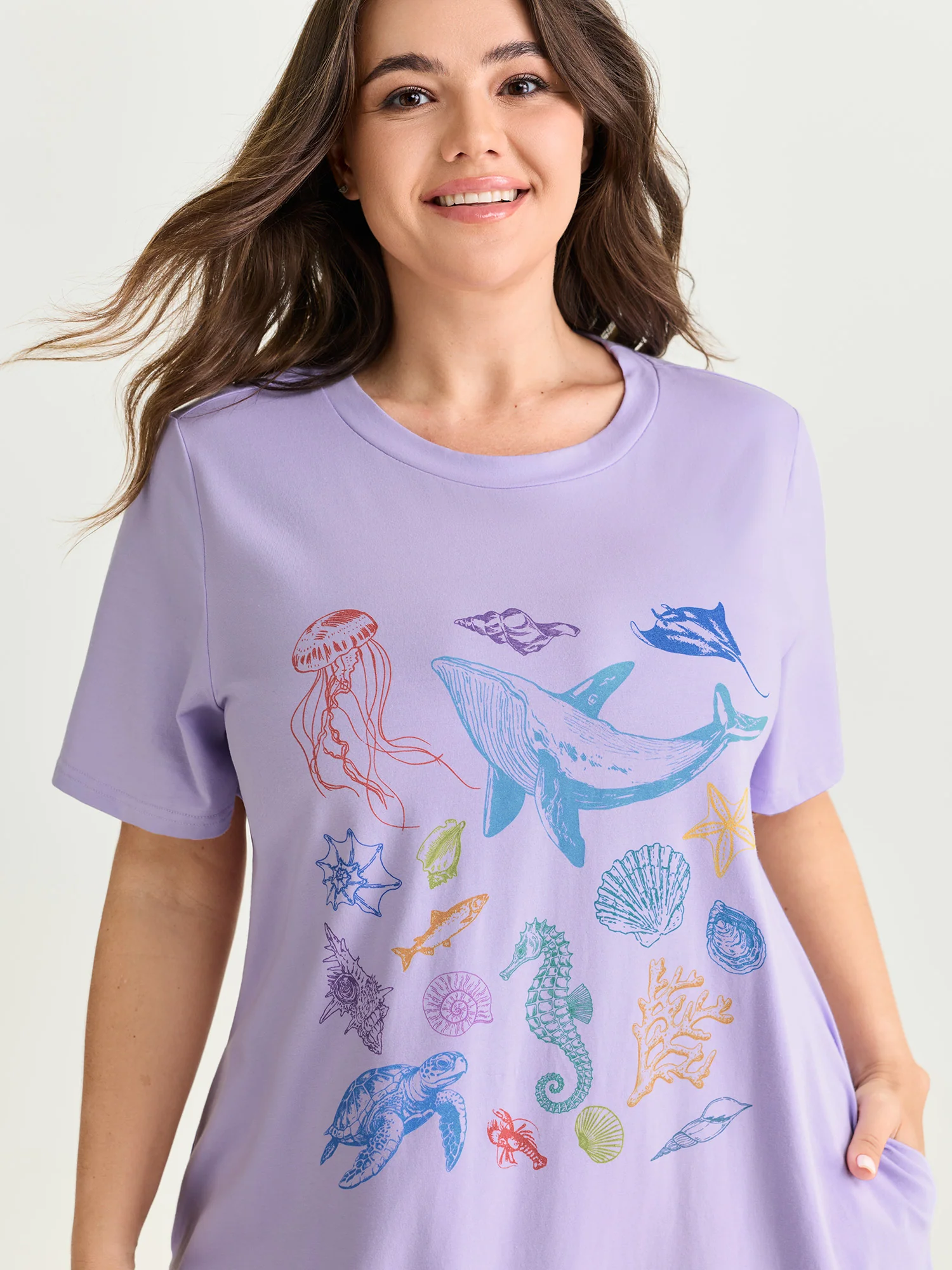Cotton Ocean Elements Stretchy Lounge Dress - Image 2