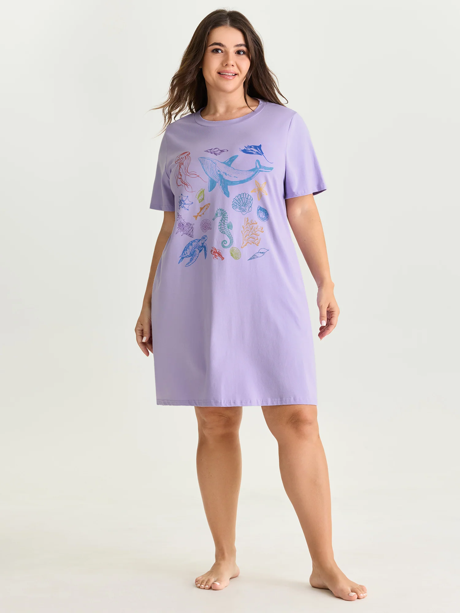 Cotton Ocean Elements Stretchy Lounge Dress - Image 4
